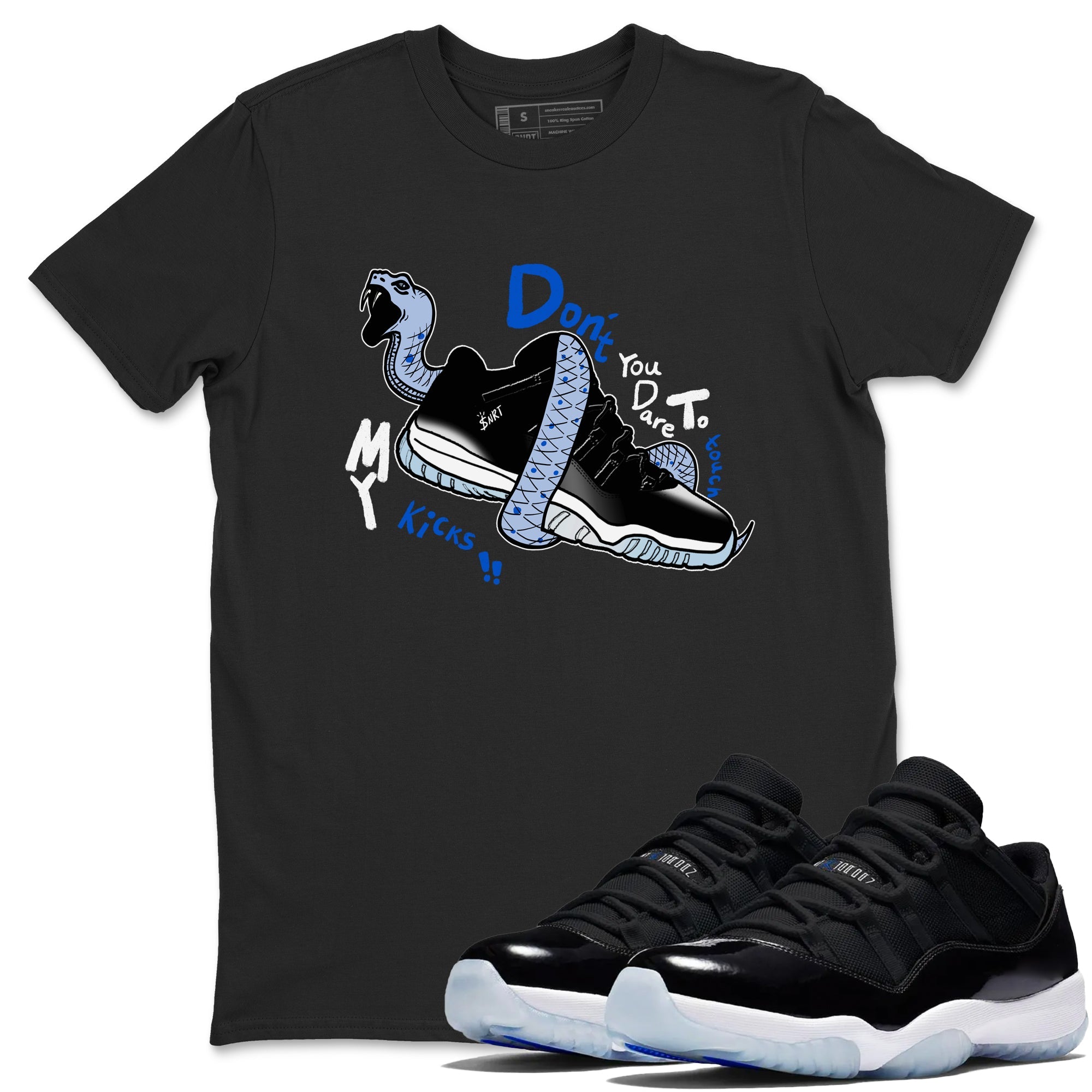 AJ11 Space shirt to match jordans Don't Touch My Kicks sneaker tees Air Jordan 11 Space Drip Gear Zone unisex cotton Black 1 crew neck shirt