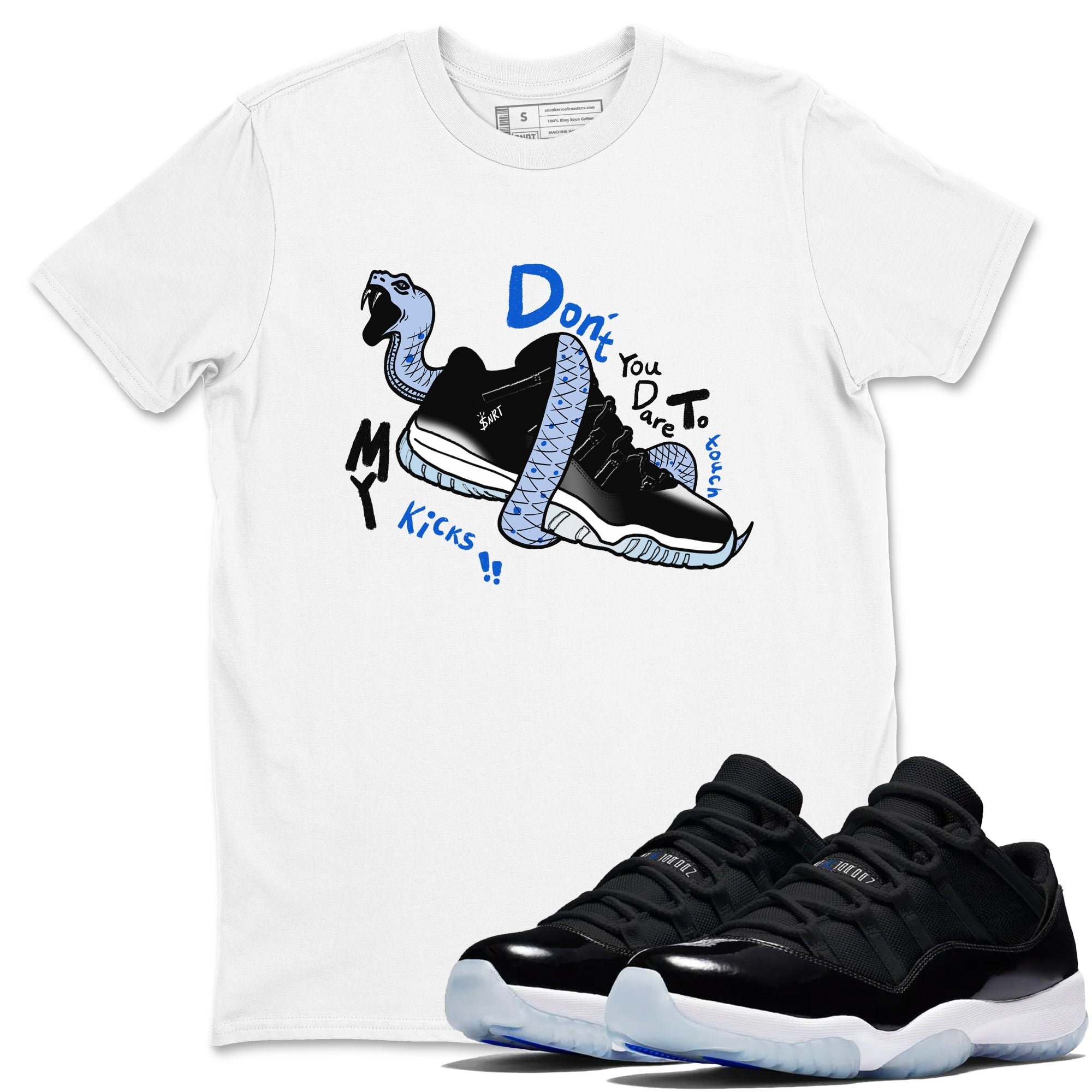 AJ11 Space shirt to match jordans Don't Touch My Kicks sneaker tees Air Jordan 11 Space Drip Gear Zone unisex cotton White 1 crew neck shirt