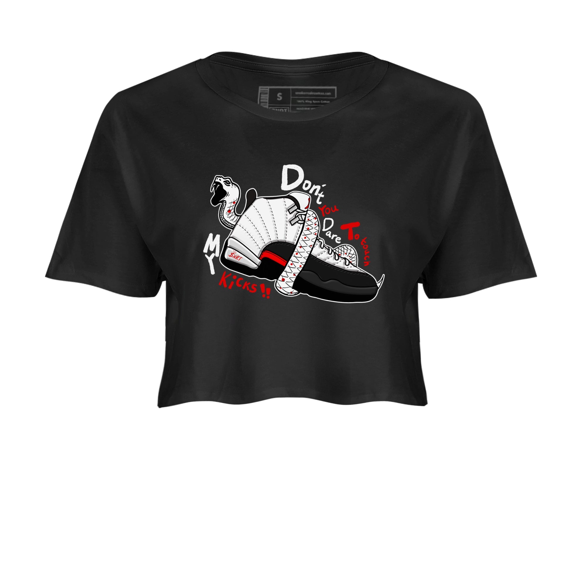 Air Jordan 12 Red Taxi shirts to match jordans Don't Touch My Kicks sneaker match tees 12s Red Taxi Drip Gear Zone Black 2 crop length shirt