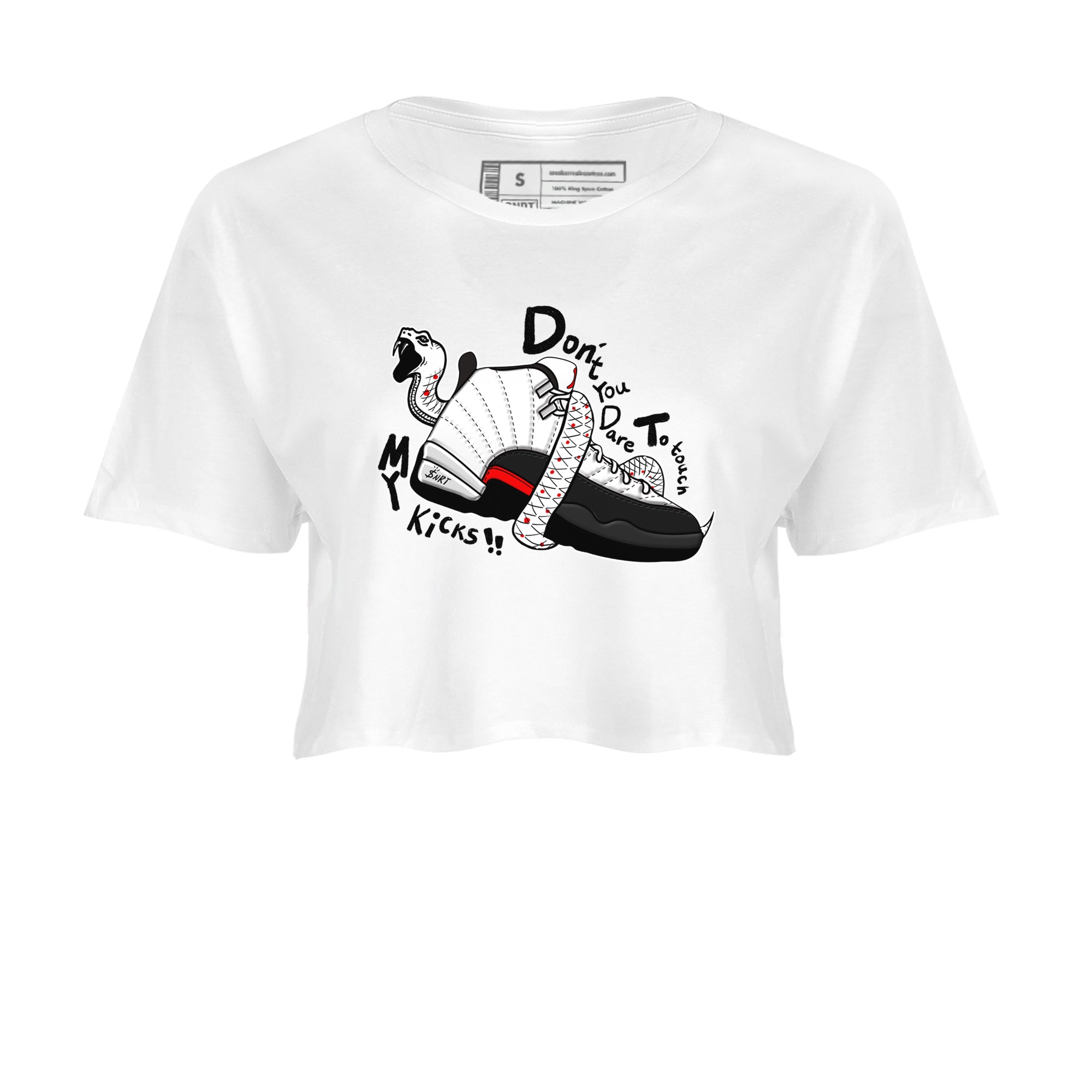 Air Jordan 12 Red Taxi shirts to match jordans Don't Touch My Kicks sneaker match tees 12s Red Taxi Drip Gear Zone White 2 crop length shirt