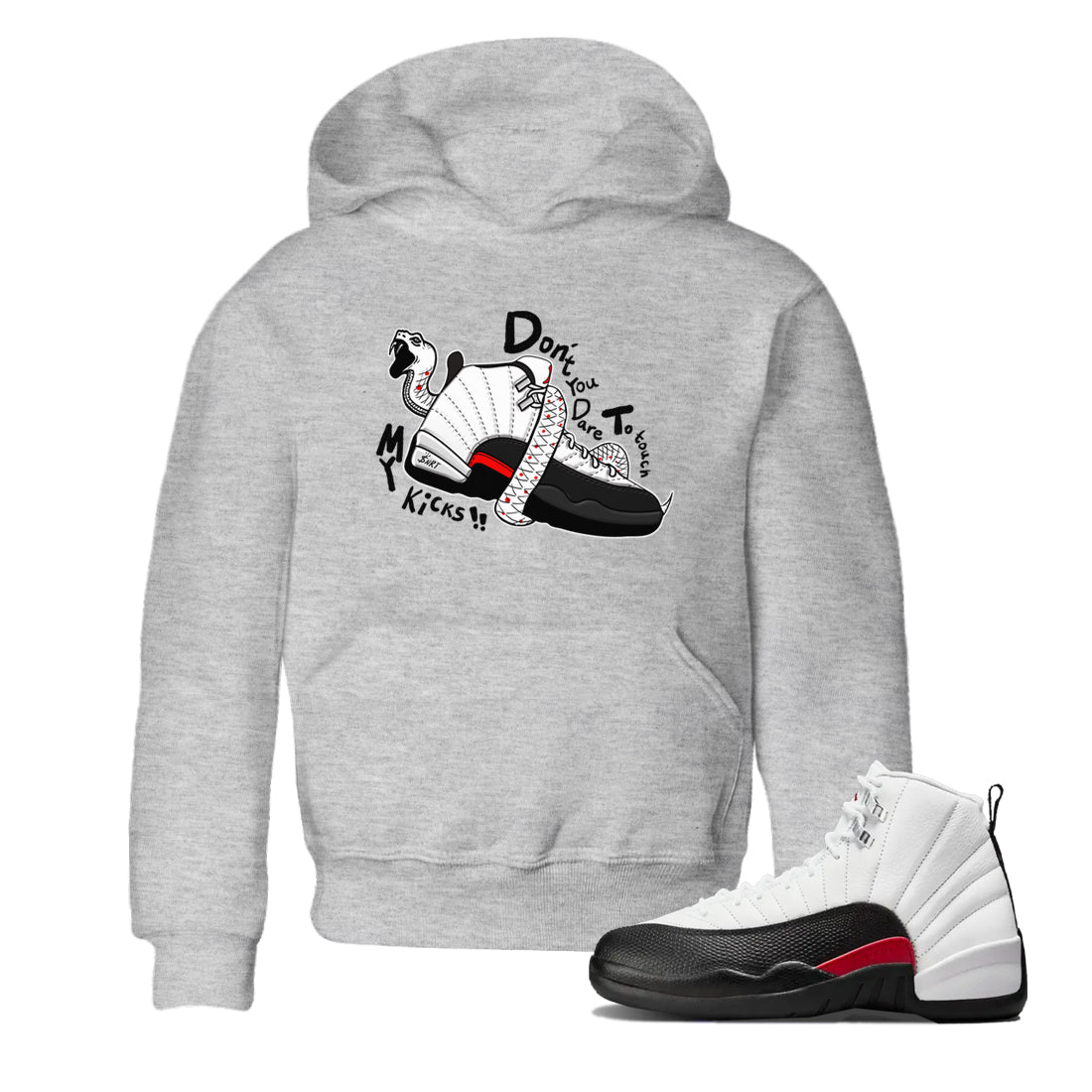 Air Jordan 12 Red Taxi shirts to match jordans Don't Touch My Kicks sneaker match tees 12s Red Taxi Drip Gear Zone baby toddler Heather Grey 1 cotton Shirt