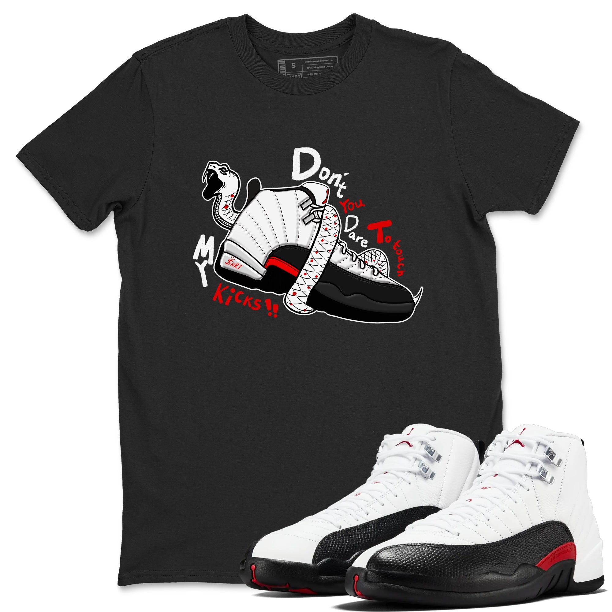 Air Jordan 12 Red Taxi shirts to match jordans Don't Touch My Kicks sneaker match tees 12s Red Taxi Drip Gear Zone unisex cotton Black 1 crew neck shirt