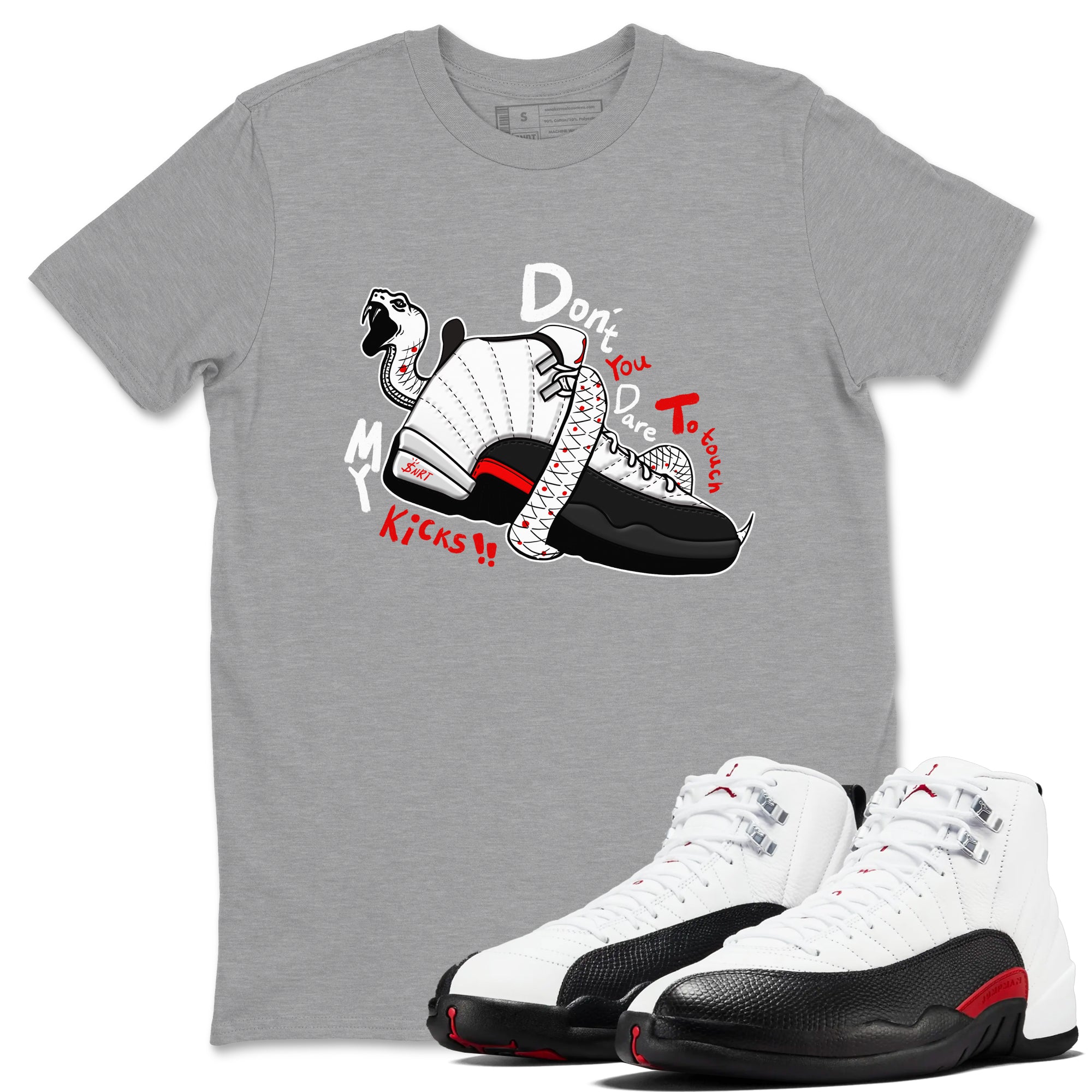 Air Jordan 12 Red Taxi shirts to match jordans Don't Touch My Kicks sneaker match tees 12s Red Taxi Drip Gear Zone unisex cotton Heather Grey 1 crew neck shirt
