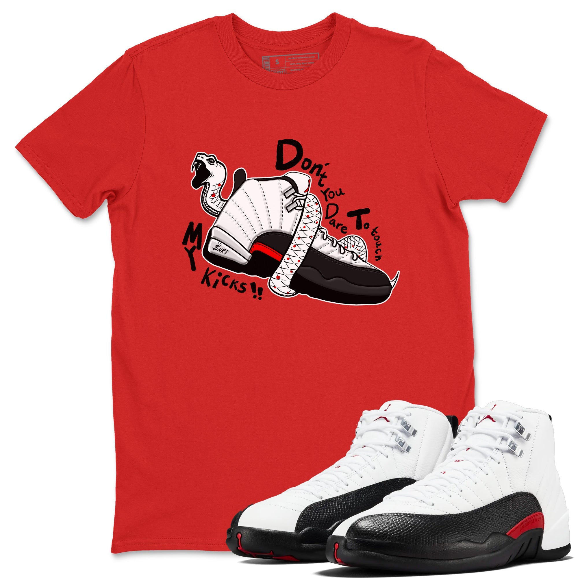 Air Jordan 12 Red Taxi shirts to match jordans Don't Touch My Kicks sneaker match tees 12s Red Taxi Drip Gear Zone unisex cotton Red 1 crew neck shirt