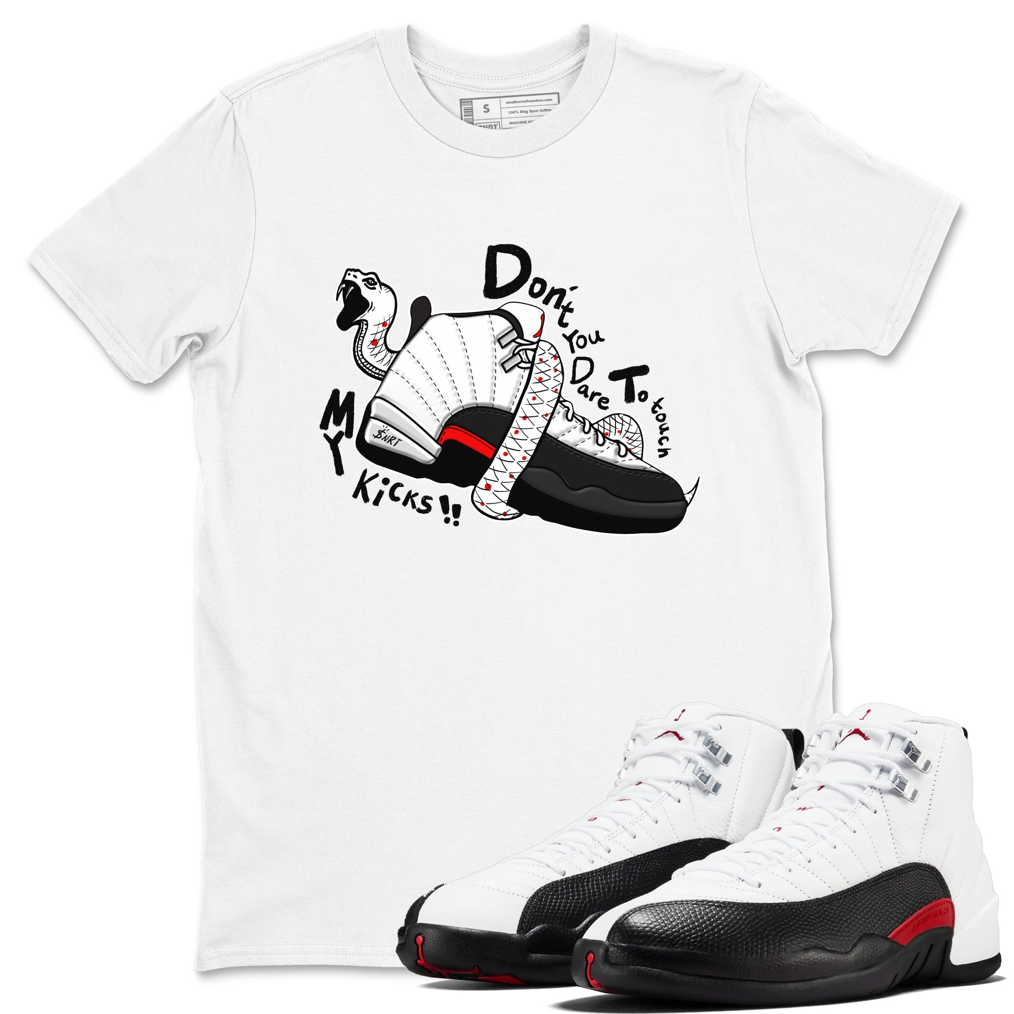 Air Jordan 12 Red Taxi shirts to match jordans Don't Touch My Kicks sneaker match tees 12s Red Taxi Drip Gear Zone unisex cotton White 1 crew neck shirt