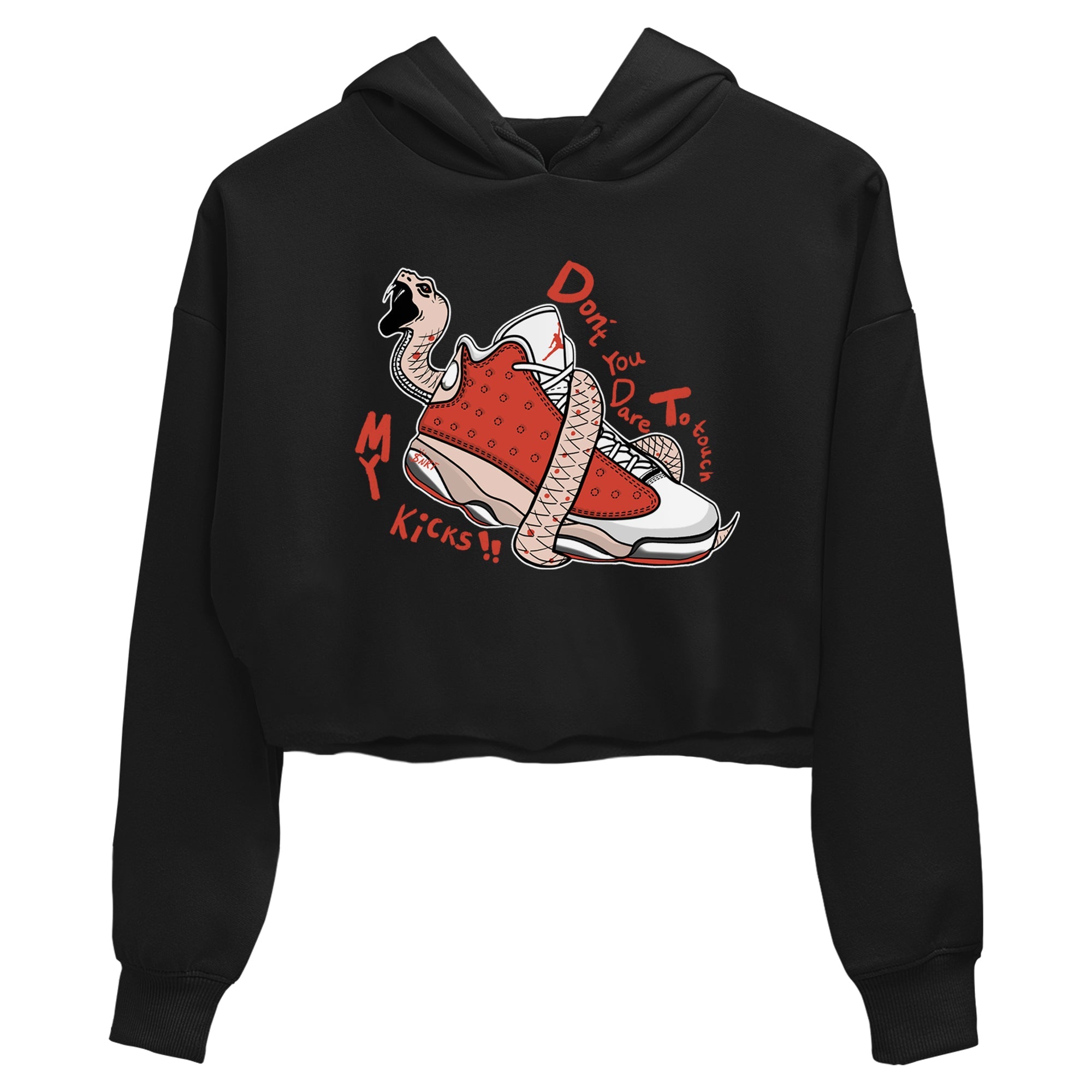 13s Dune Red shirts to match jordans Don't Touch My Kicks sneaker match tees Air Jordan 13 Dune Red Drip Gear Zone streetwear brand Black 2 crop tee
