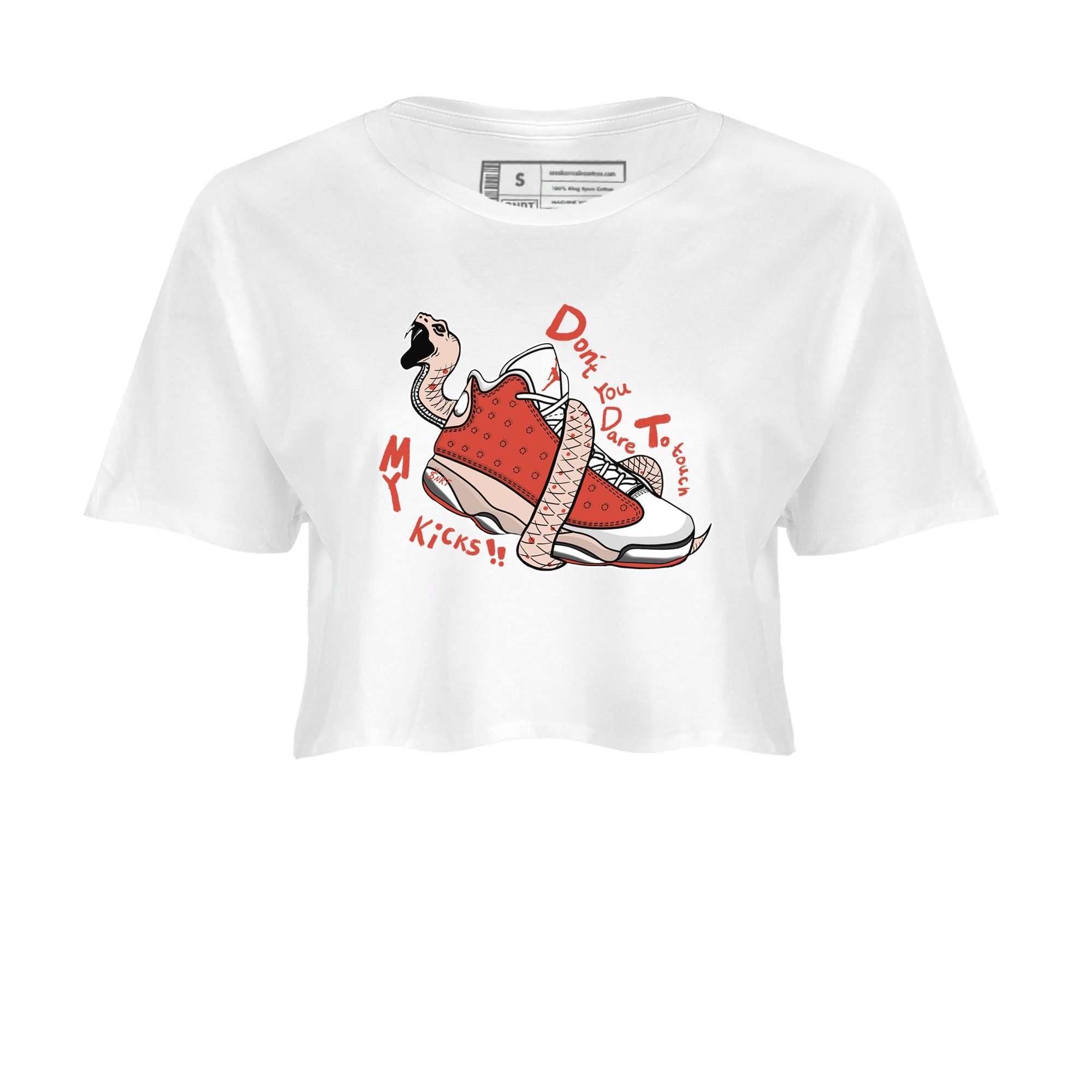 13s Dune Red shirts to match jordans Don't Touch My Kicks sneaker match tees Air Jordan 13 Dune Red Drip Gear Zone streetwear brand White 2 crop tee