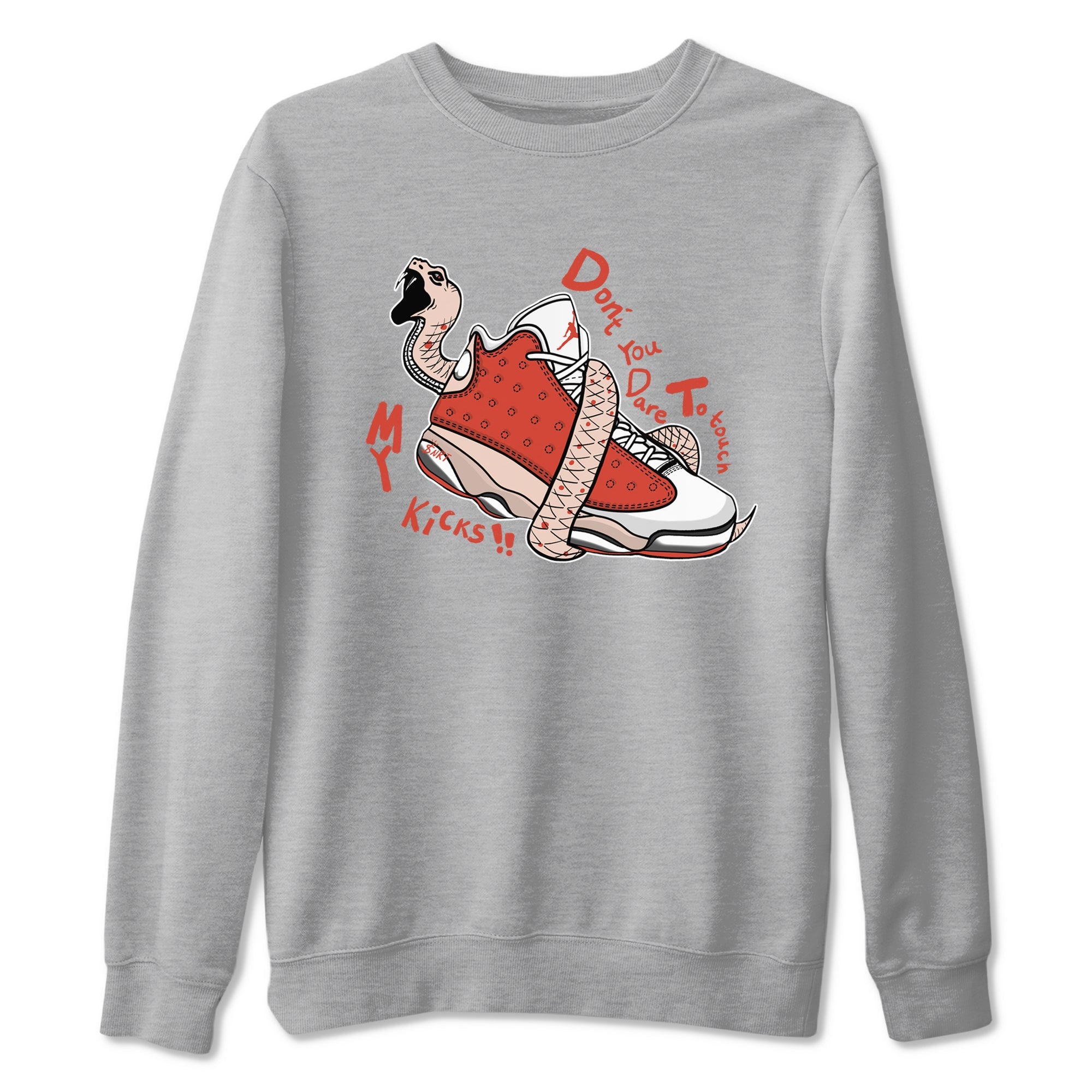 13s Dune Red shirts to match jordans Don't Touch My Kicks sneaker match tees Air Jordan 13 Dune Red Drip Gear Zone streetwear brand Heather Grey 2 unisex cotton tee
