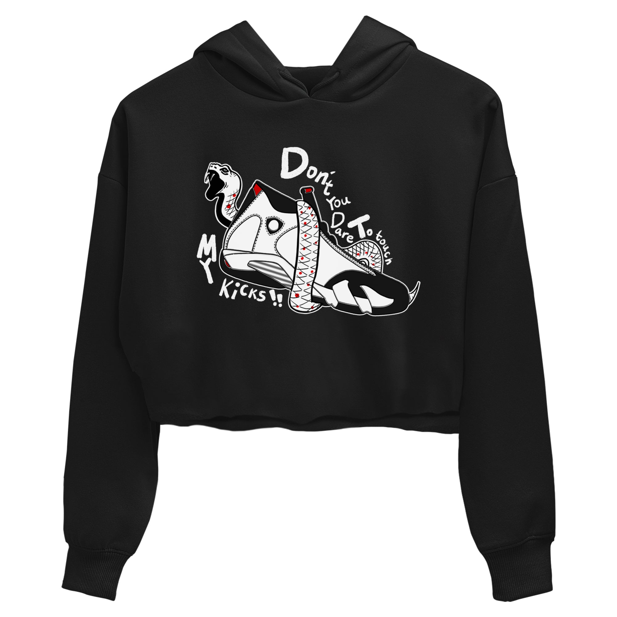 Air Jordan 14 Black Toe t shirts to match sneakers Don't Touch My Kicks sneaker match tees 14s Black Toe sneaker match tee Drip Gear Zone unisex cotton Black 2 crop tee