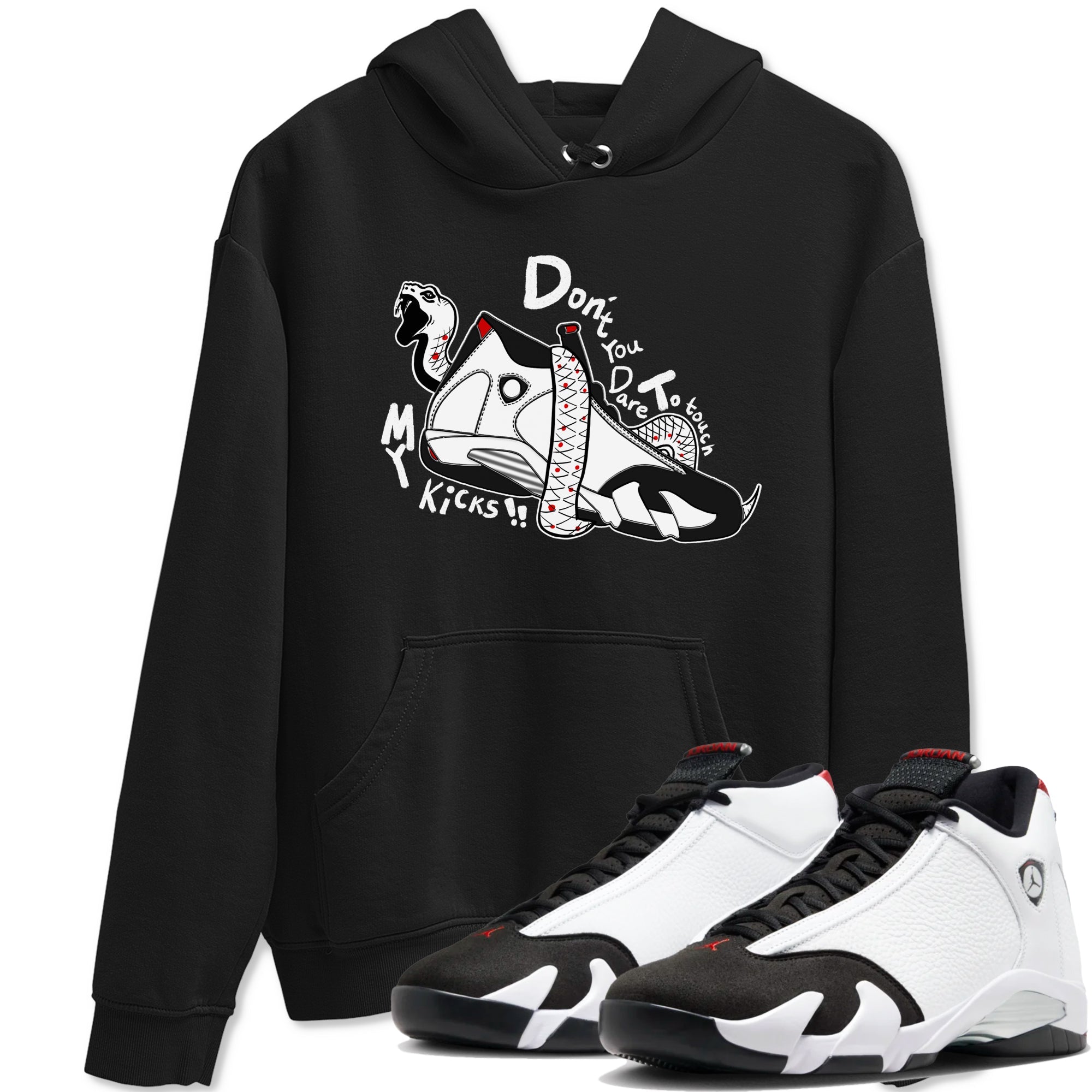 Air Jordan 14 Black Toe t shirts to match sneakers Don't Touch My Kicks sneaker match tees 14s Black Toe sneaker match tee Drip Gear Zone unisex cotton Black 1 shirts