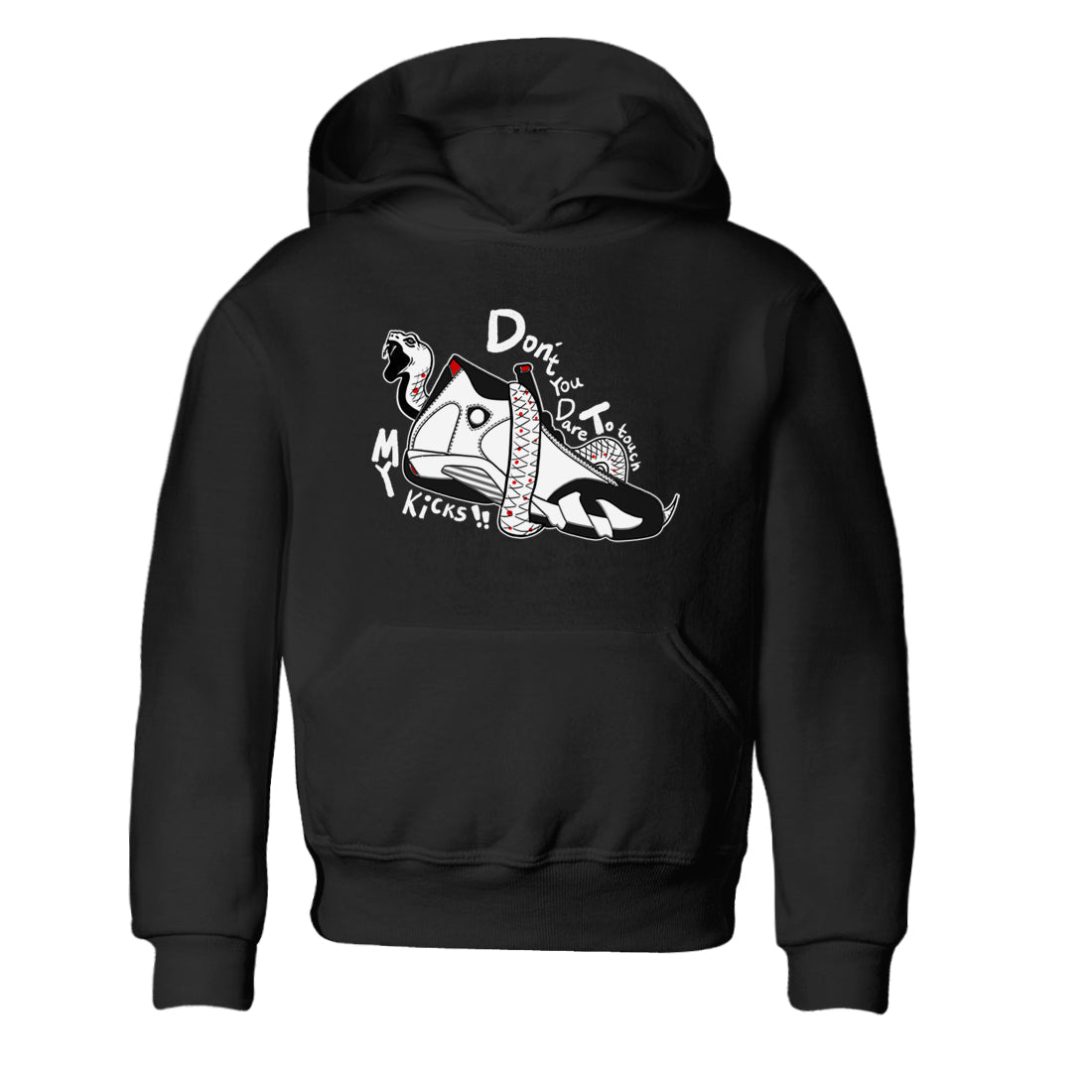 Air Jordan 14 Black Toe t shirts to match sneakers Don't Touch My Kicks sneaker match tees 14s Black Toe sneaker match tee Drip Gear Zone Youth Baby Black 2 tee