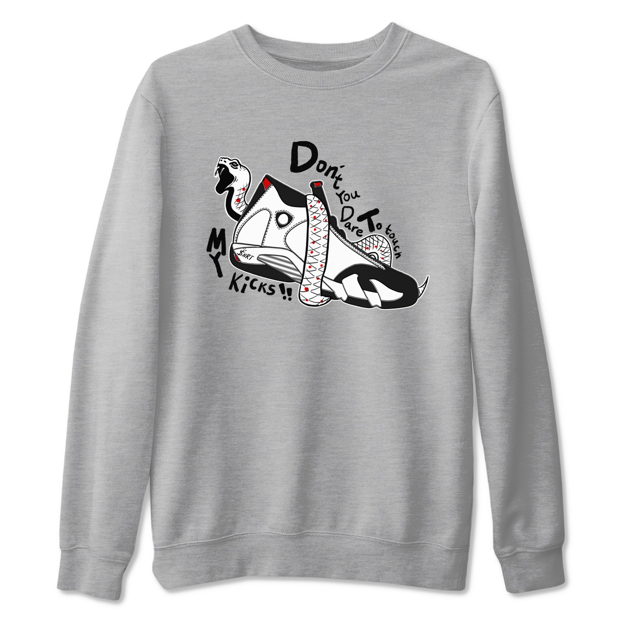 Air Jordan 14 Black Toe t shirts to match sneakers Don't Touch My Kicks sneaker match tees 14s Black Toe sneaker match tee Drip Gear Zone unisex cotton Heather Grey 2 shirts