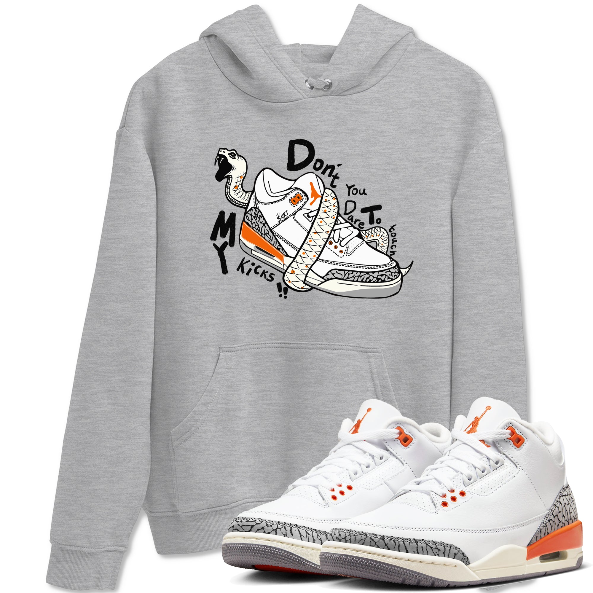 3s Georgia Peach shirt to match jordans Don't Touch My Kicks sneaker tees Air Jordan 3 Georgia Peach Drip Gear Zone unisex cotton Heather Grey 1 crew neck shirt