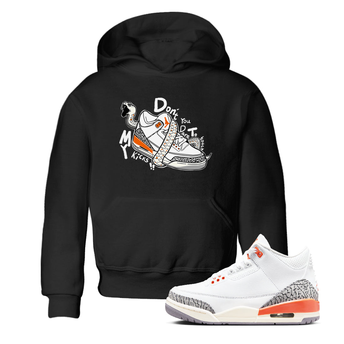 3s Georgia Peach shirt to match jordans Don't Touch My Kicks sneaker tees Air Jordan 3 Georgia Peach Drip Gear Zone baby toddler Black 1 cotton Shirt