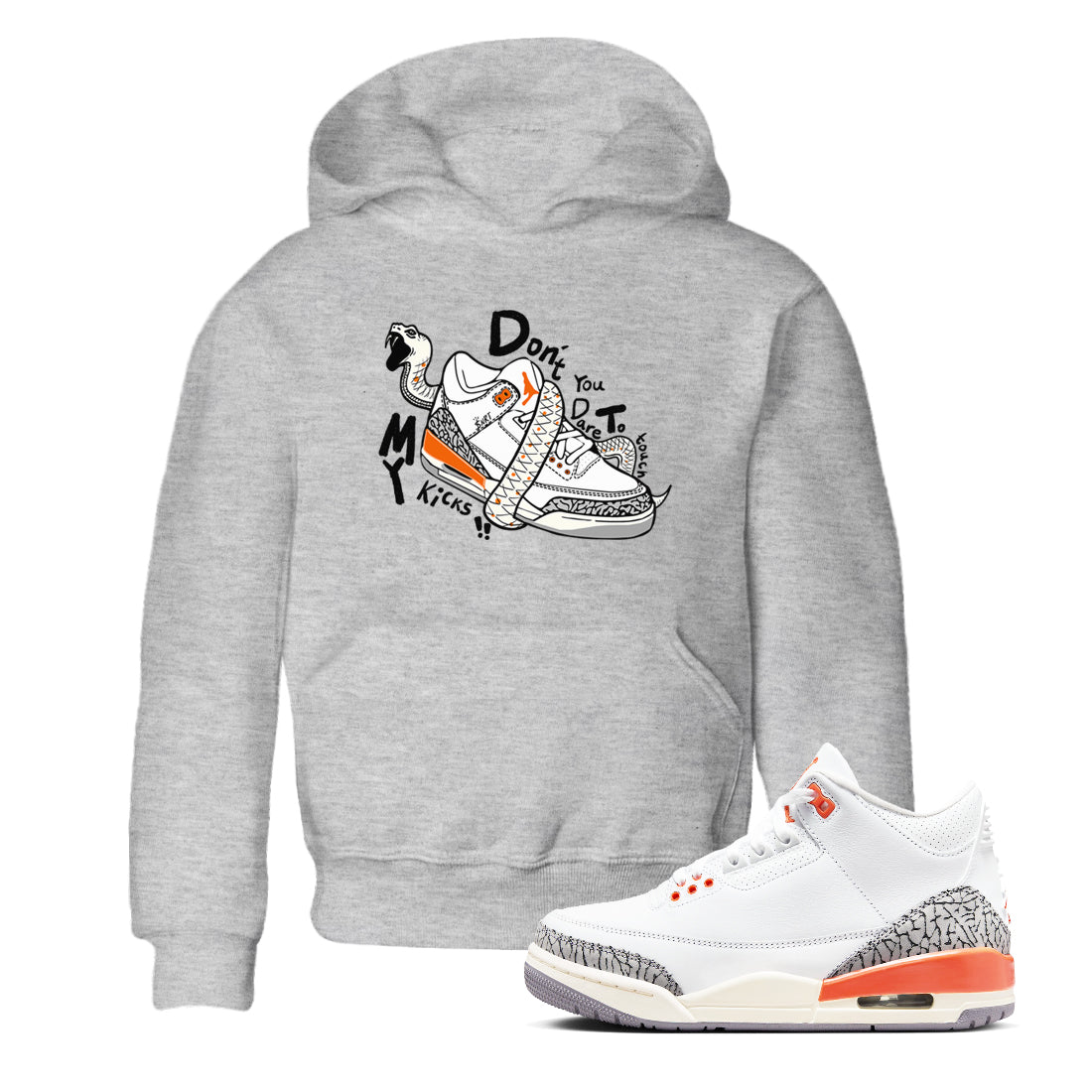 3s Georgia Peach shirt to match jordans Don't Touch My Kicks sneaker tees Air Jordan 3 Georgia Peach Drip Gear Zone baby toddler Heather Grey 1 cotton Shirt