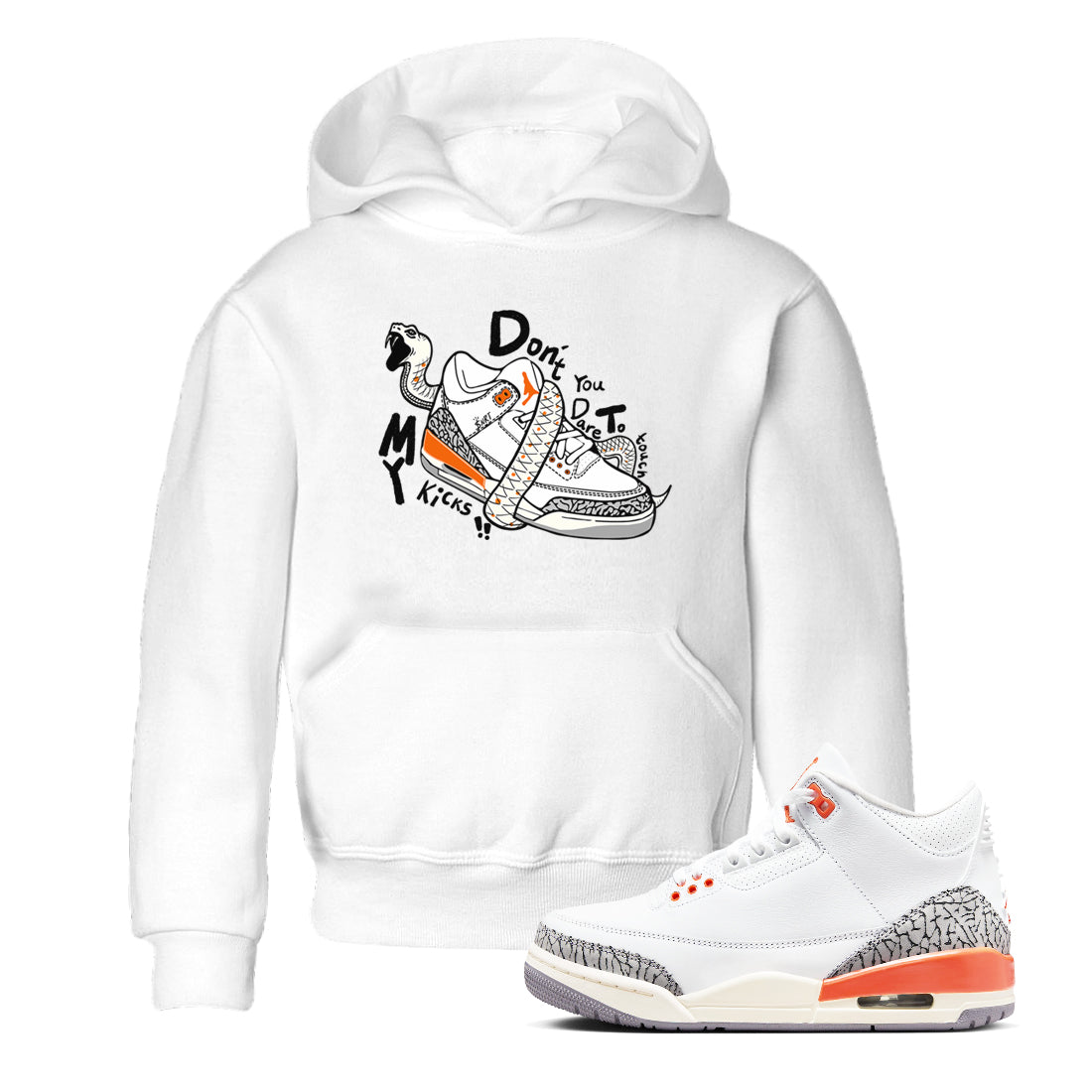 3s Georgia Peach shirt to match jordans Don't Touch My Kicks sneaker tees Air Jordan 3 Georgia Peach Drip Gear Zone baby toddler White 1 cotton Shirt