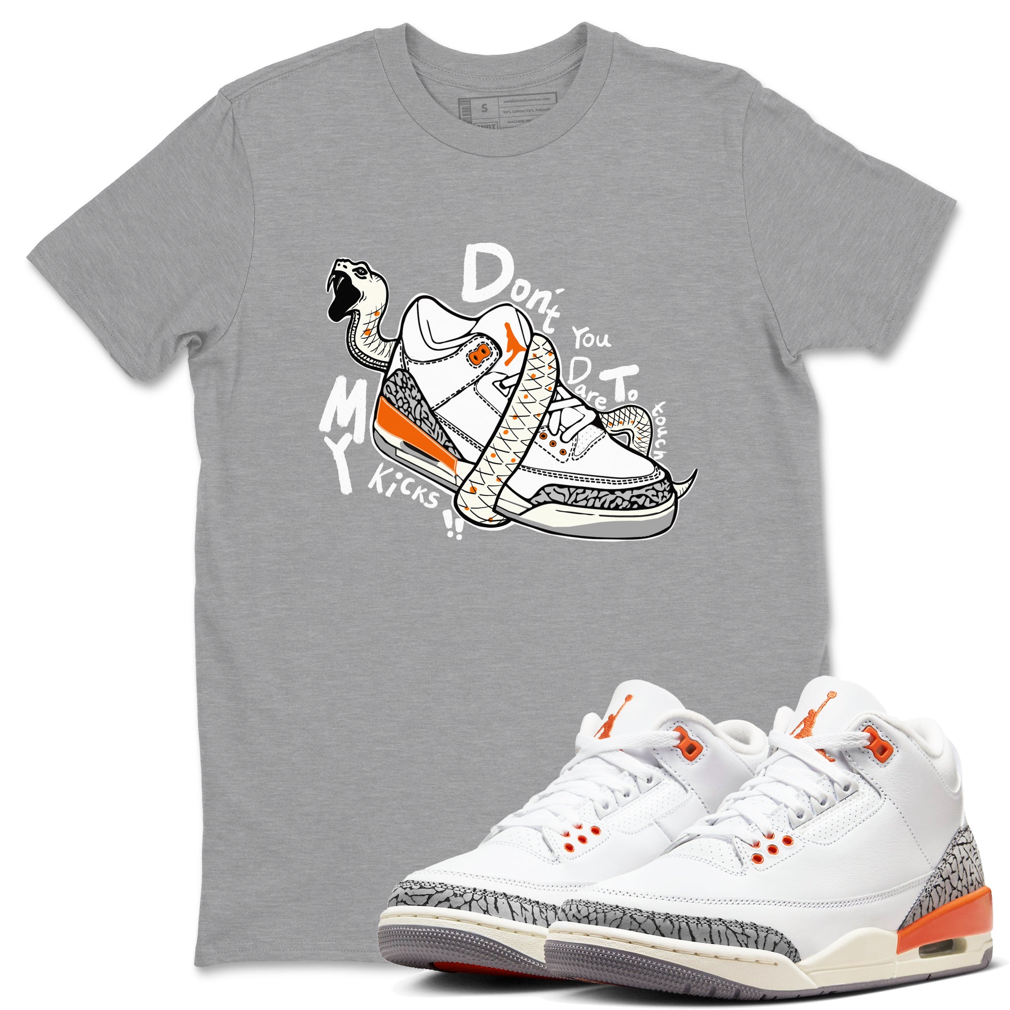 3s Georgia Peach shirt to match jordans Don't Touch My Kicks sneaker tees Air Jordan 3 Georgia Peach Drip Gear Zone unisex cotton Heather Grey 1 crew neck shirt