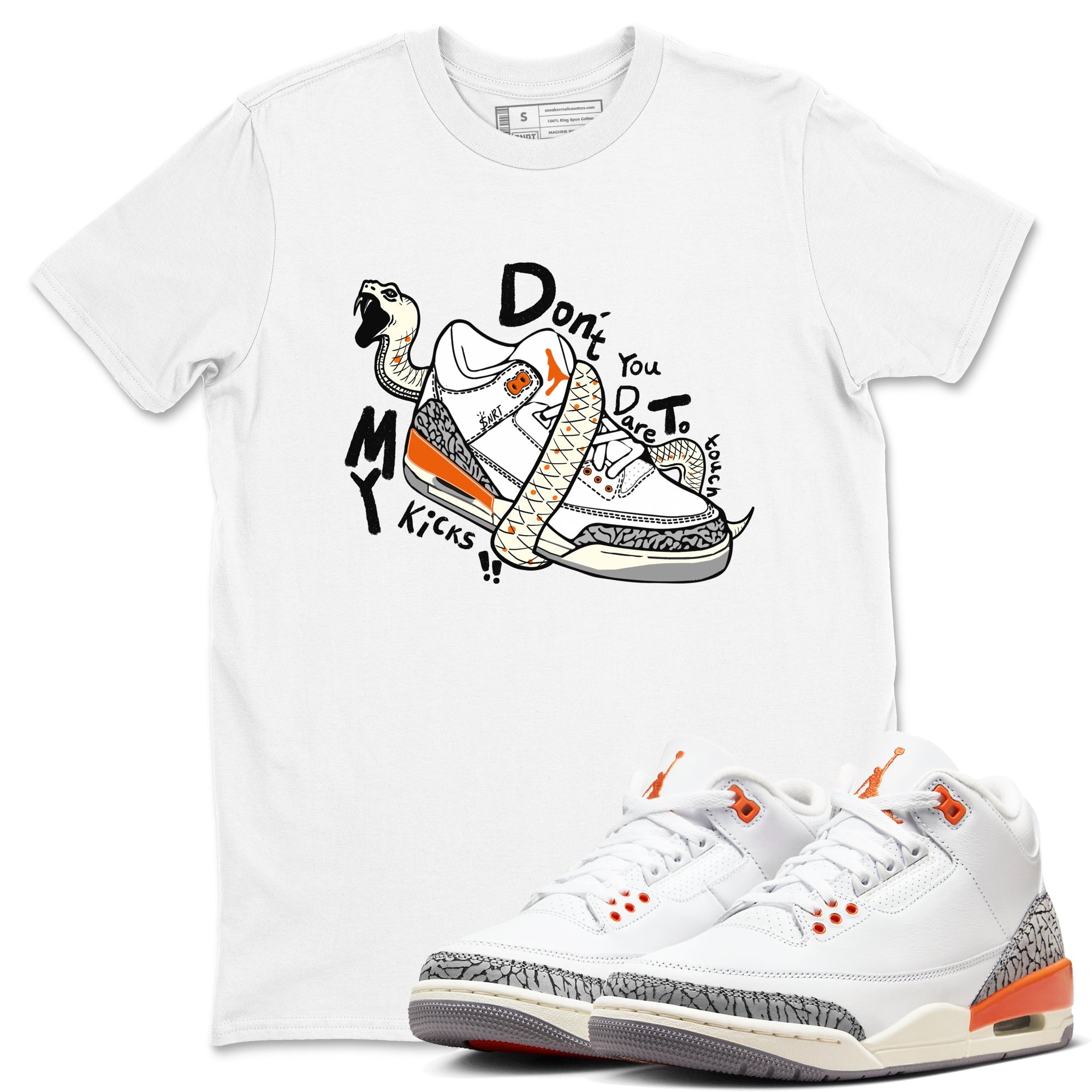 3s Georgia Peach shirt to match jordans Don't Touch My Kicks sneaker tees Air Jordan 3 Georgia Peach Drip Gear Zone unisex cotton White 1 crew neck shirt