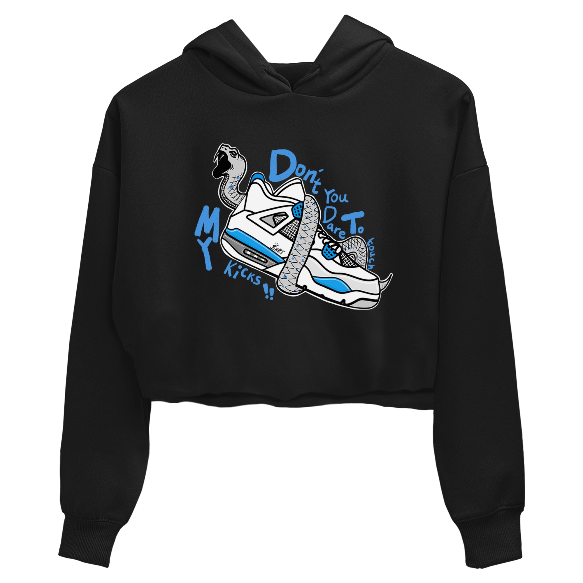 Air Jordan 4 Retro Military Blue shirt to match jordans Don't Touch My Kicks sneaker tees AJ4 Military Blue Drip Gear Zone Black 2 crop length shirt