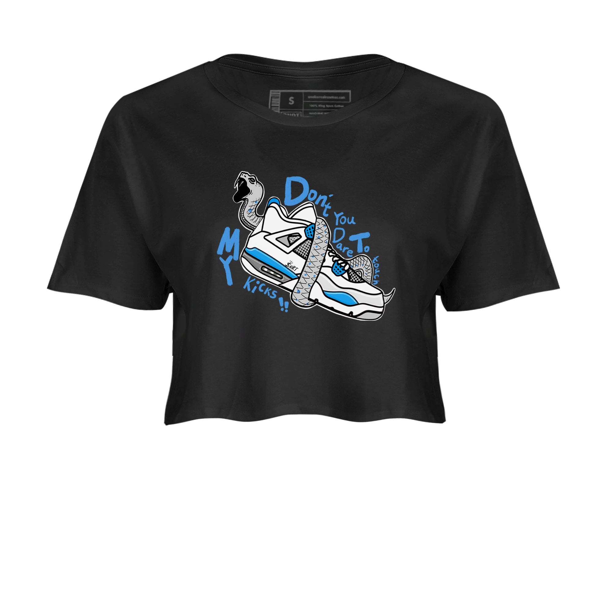 Air Jordan 4 Retro Military Blue shirt to match jordans Don't Touch My Kicks sneaker tees AJ4 Military Blue Drip Gear Zone Black 2 crop length shirt