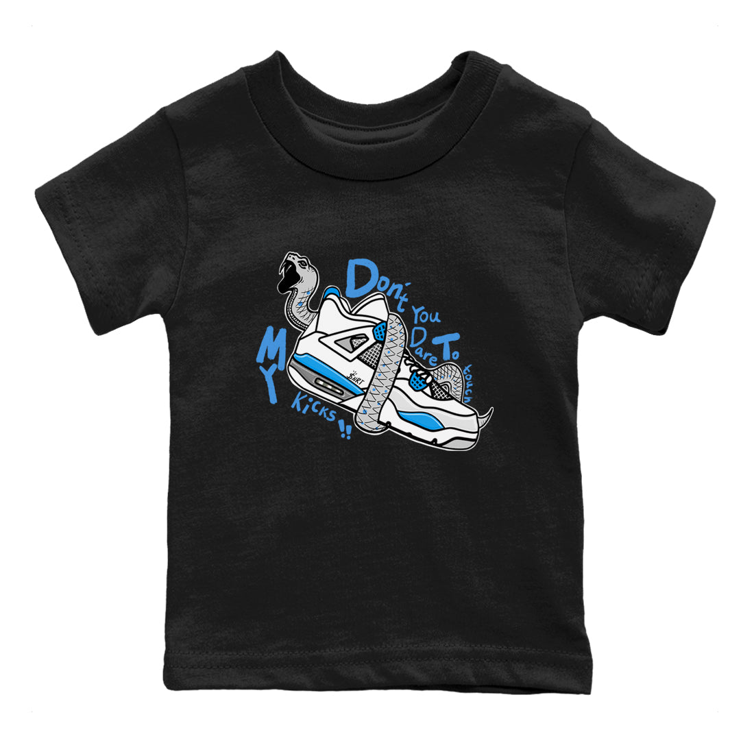 Air Jordan 4 Retro Military Blue shirt to match jordans Don't Touch My Kicks sneaker tees AJ4 Military Blue Drip Gear Zone baby toddler Black 2 cotton Shirt
