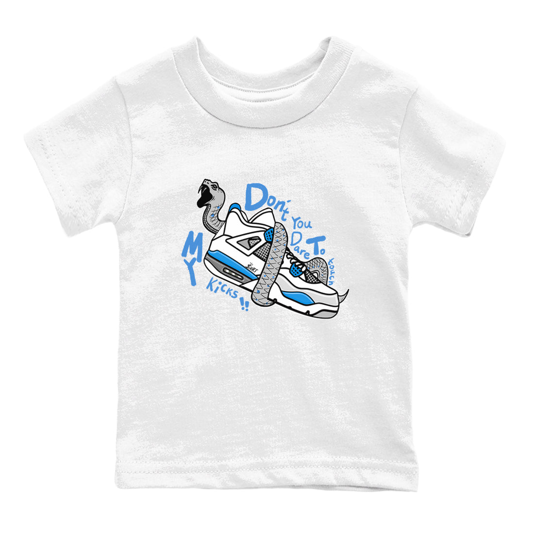 Air Jordan 4 Retro Military Blue shirt to match jordans Don't Touch My Kicks sneaker tees AJ4 Military Blue Drip Gear Zone baby toddler White 2 cotton Shirt