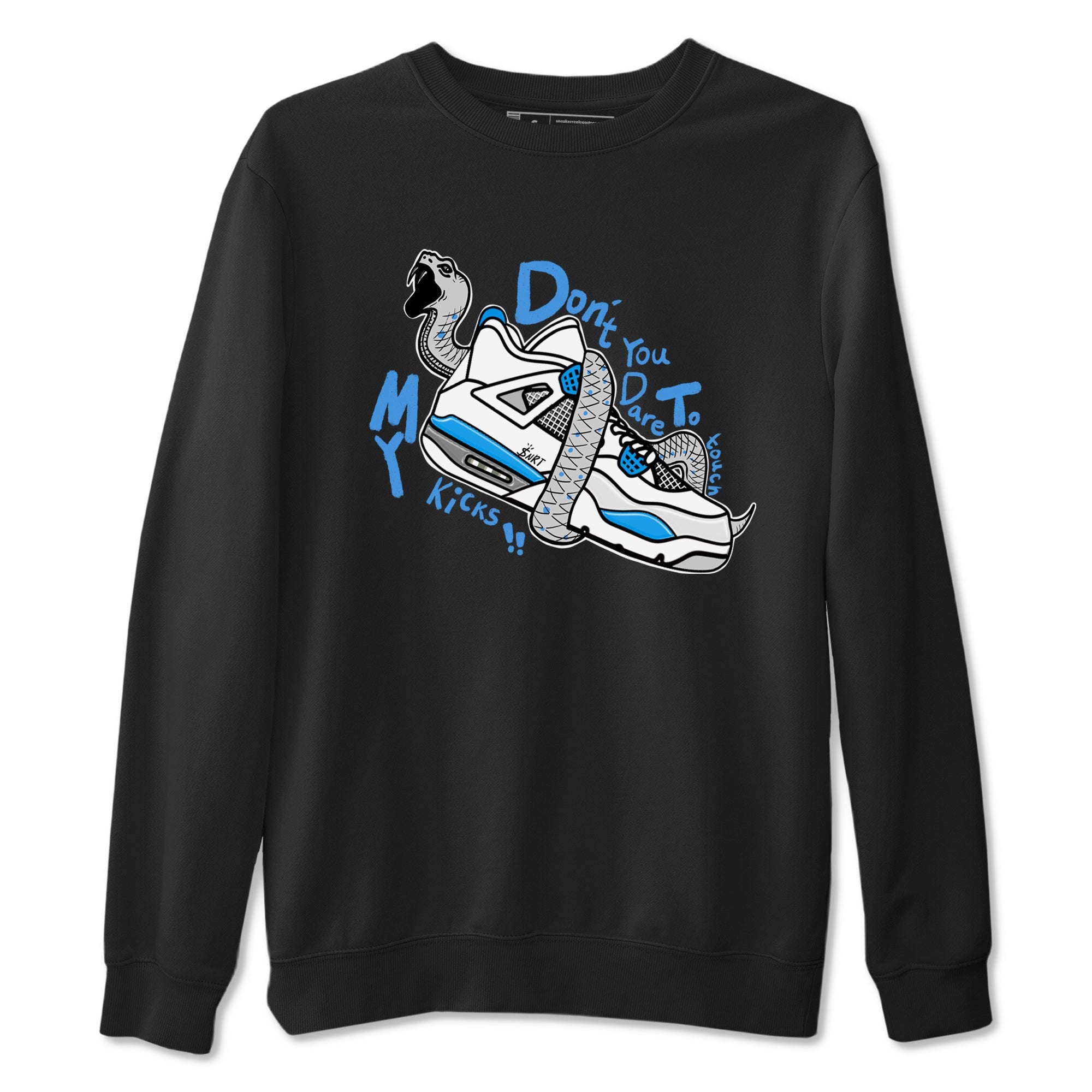 Air Jordan 4 Retro Military Blue shirt to match jordans Don't Touch My Kicks sneaker tees AJ4 Military Blue Drip Gear Zone unisex cotton Black 2 crew neck shirt