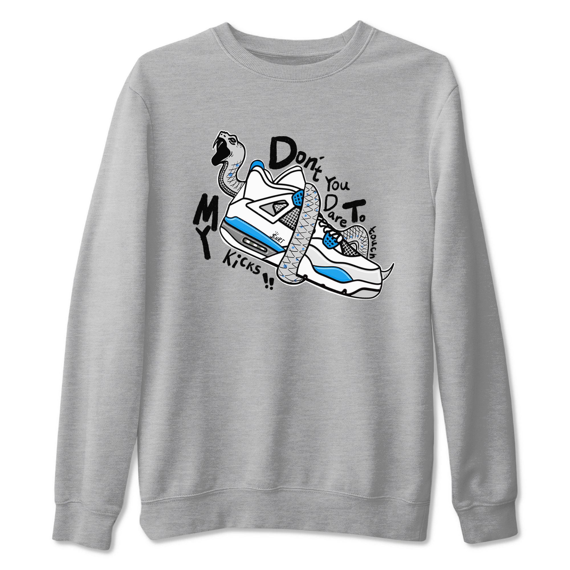 Air Jordan 4 Retro Military Blue shirt to match jordans Don't Touch My Kicks sneaker tees AJ4 Military Blue Drip Gear Zone unisex cotton Heather Grey 2 crew neck shirt
