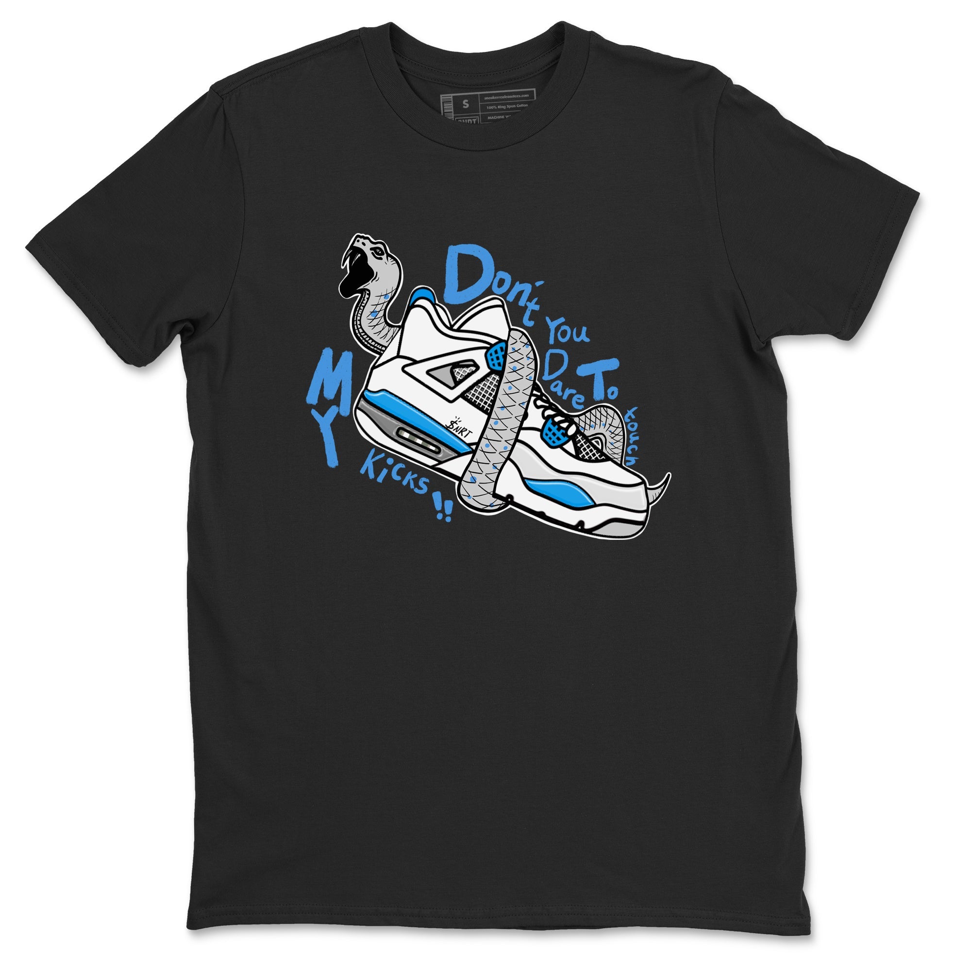 Air Jordan 4 Retro Military Blue shirt to match jordans Don't Touch My Kicks sneaker tees AJ4 Military Blue Drip Gear Zone unisex cotton Black 2 crew neck shirt