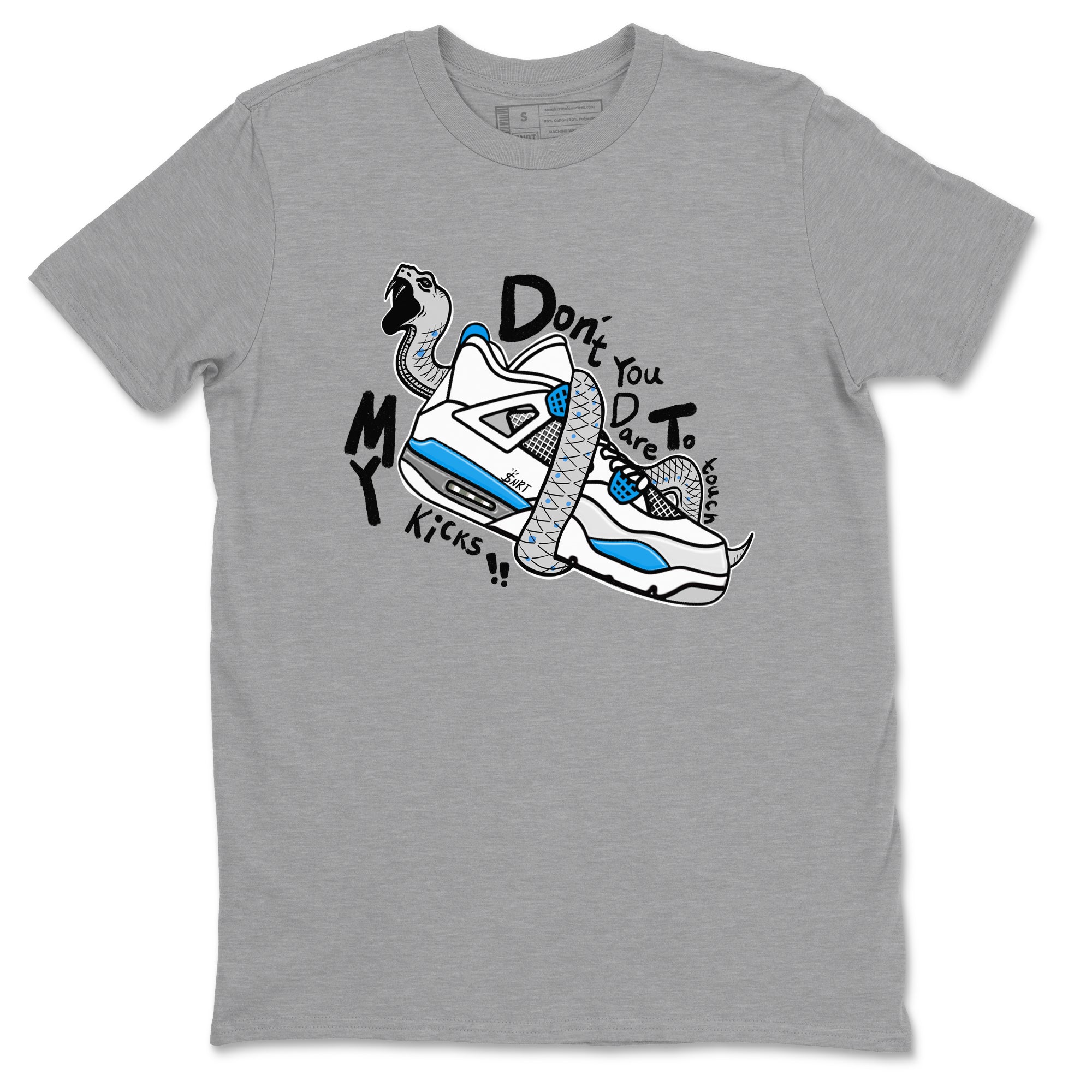Air Jordan 4 Retro Military Blue shirt to match jordans Don't Touch My Kicks sneaker tees AJ4 Military Blue Drip Gear Zone unisex cotton Heather Grey 2 crew neck shirt