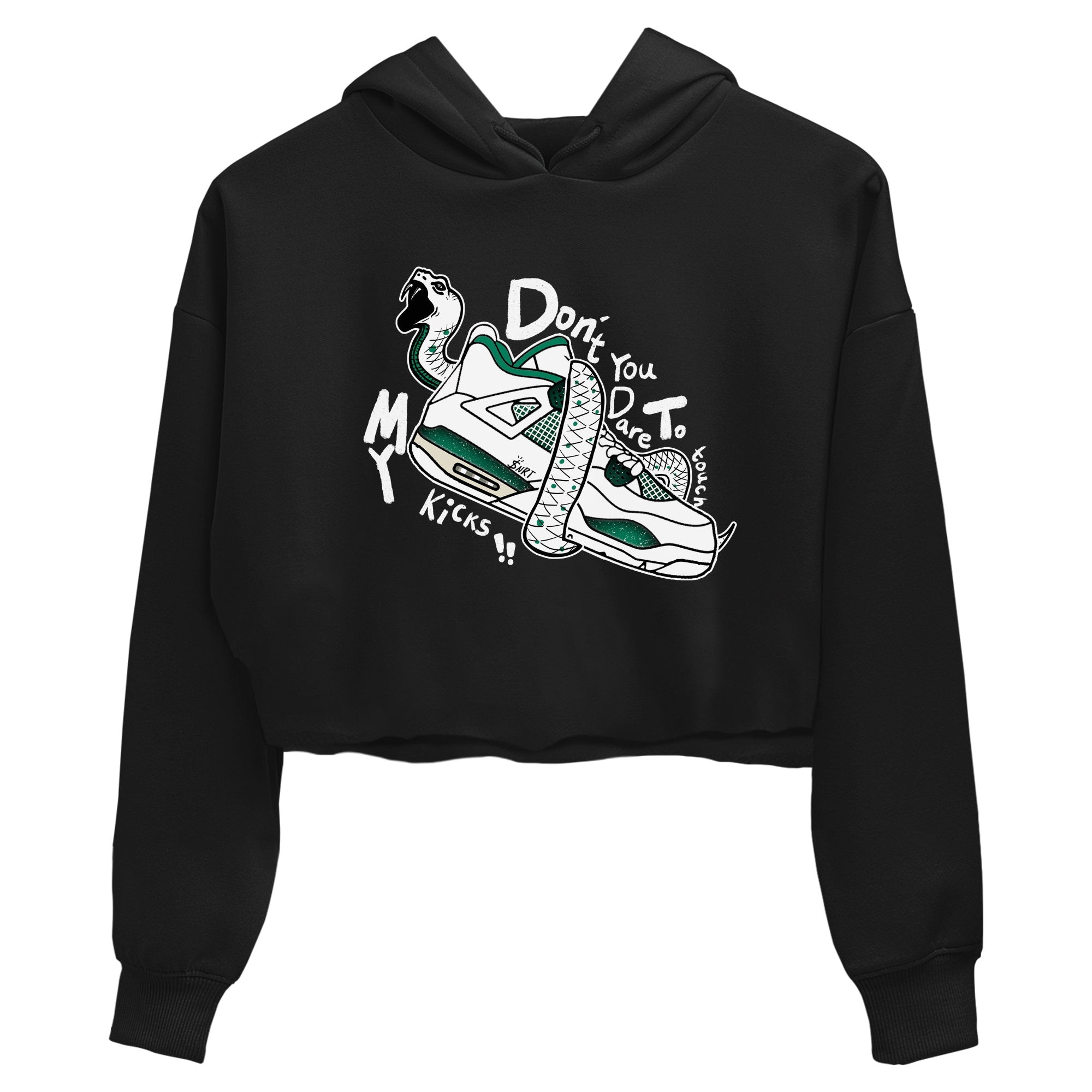 4s Oxidized Green shirts to match jordans Don't Touch My Kicks sneaker match tees Air Jordan 4 Oxidized Green Drip Gear Zone streetwear brand Black 2 crop tee