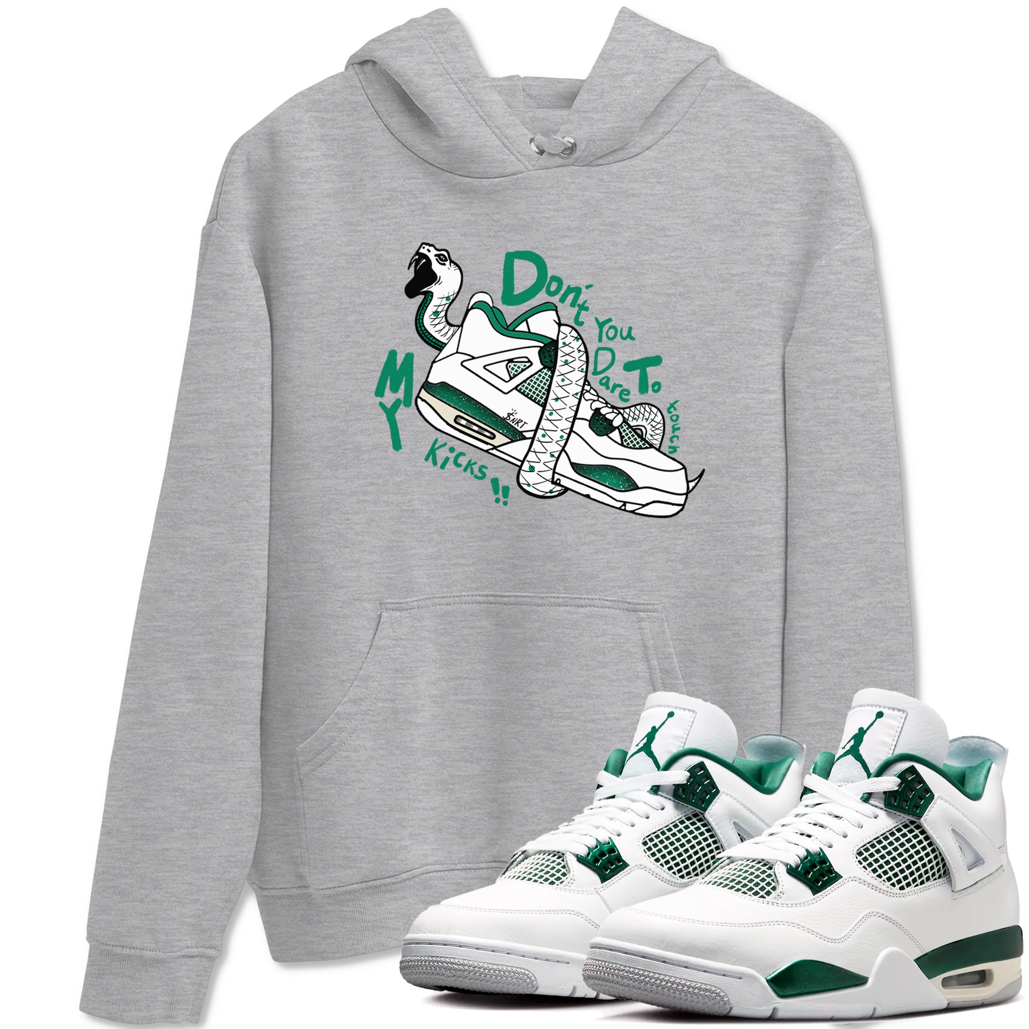 4s Oxidized Green shirts to match jordans Don't Touch My Kicks sneaker match tees Air Jordan 4 Oxidized Green Drip Gear Zone streetwear brand Heather Grey 1 unisex cotton tee
