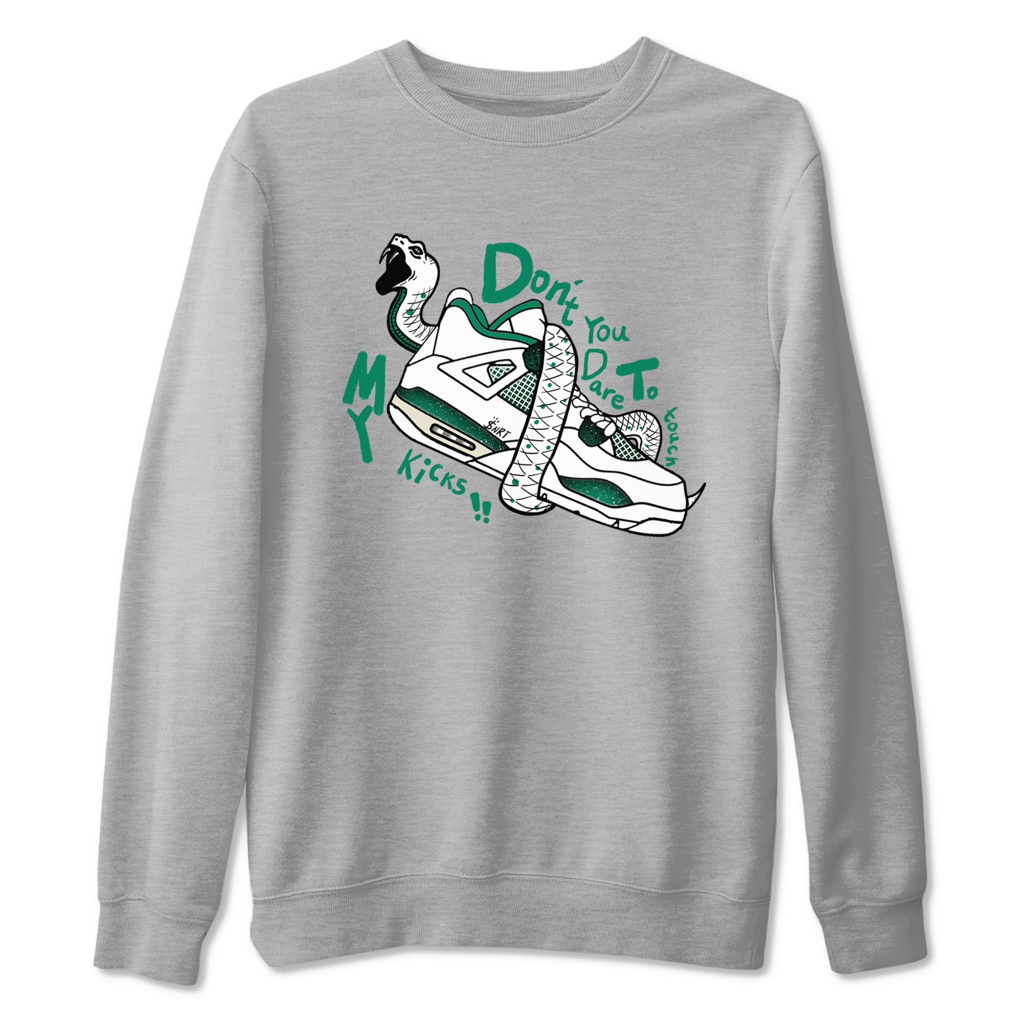 4s Oxidized Green shirts to match jordans Don't Touch My Kicks sneaker match tees Air Jordan 4 Oxidized Green Drip Gear Zone streetwear brand Heather Grey 2 unisex cotton tee