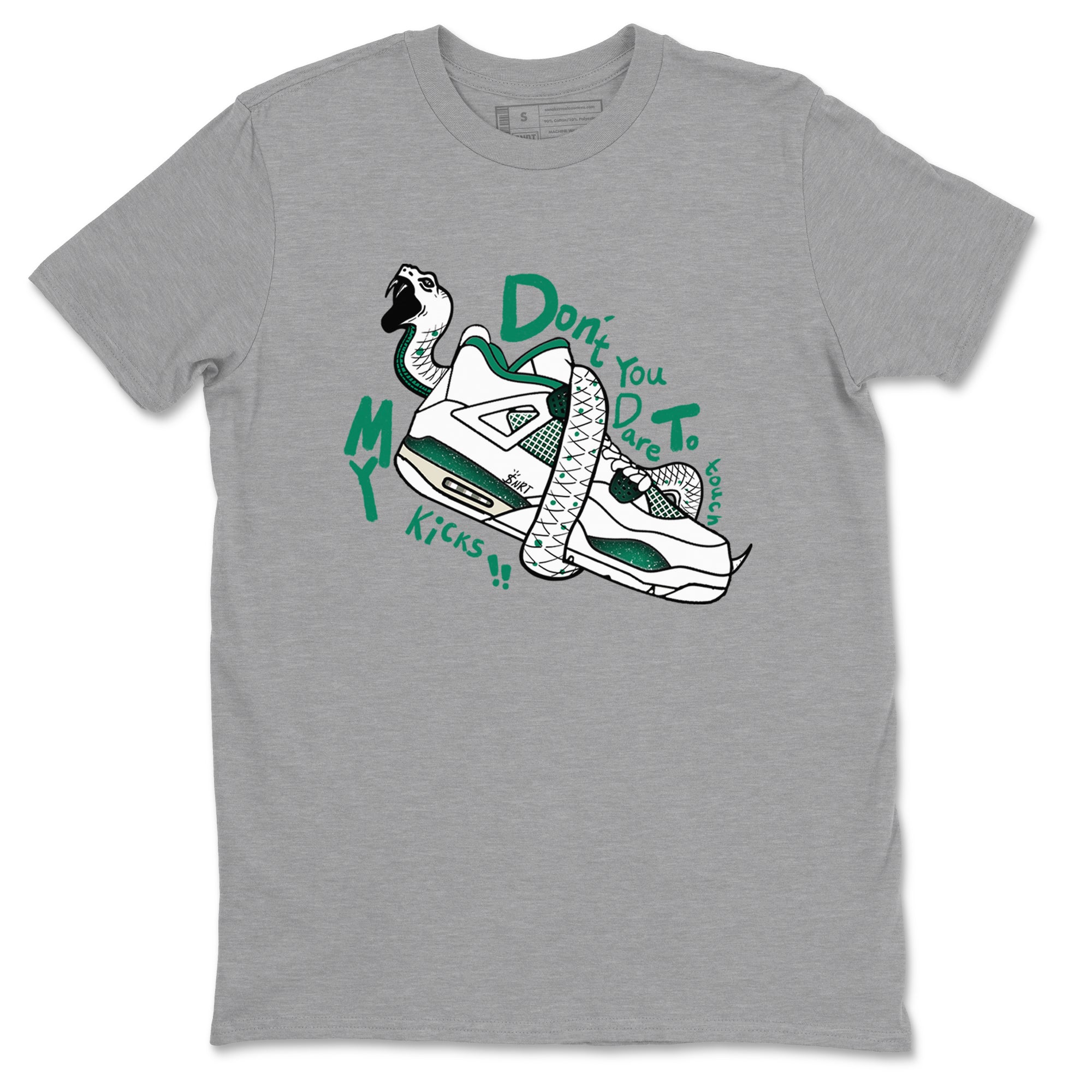 4s Oxidized Green shirts to match jordans Don't Touch My Kicks sneaker match tees Air Jordan 4 Oxidized Green Drip Gear Zone streetwear brand Heather Grey 2 unisex cotton tee
