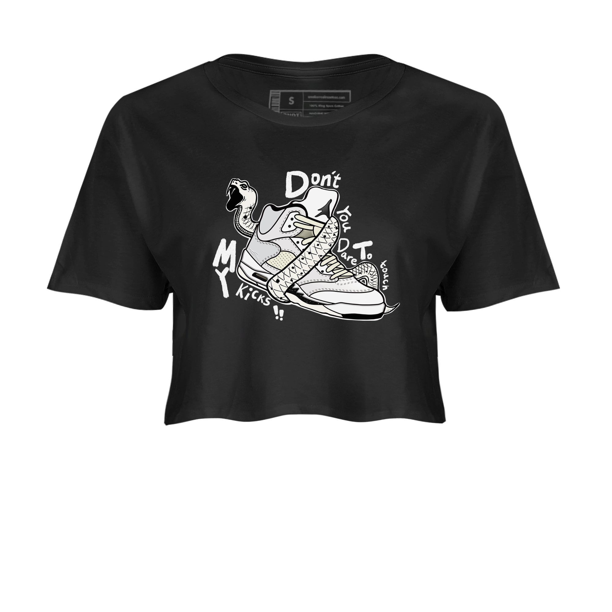 AJ5 Sail shirt to match jordans Don't Touch My Kicks sneaker tees Air Jordan 5 SE Sail Drip Gear Zone black 2 crop length shirt