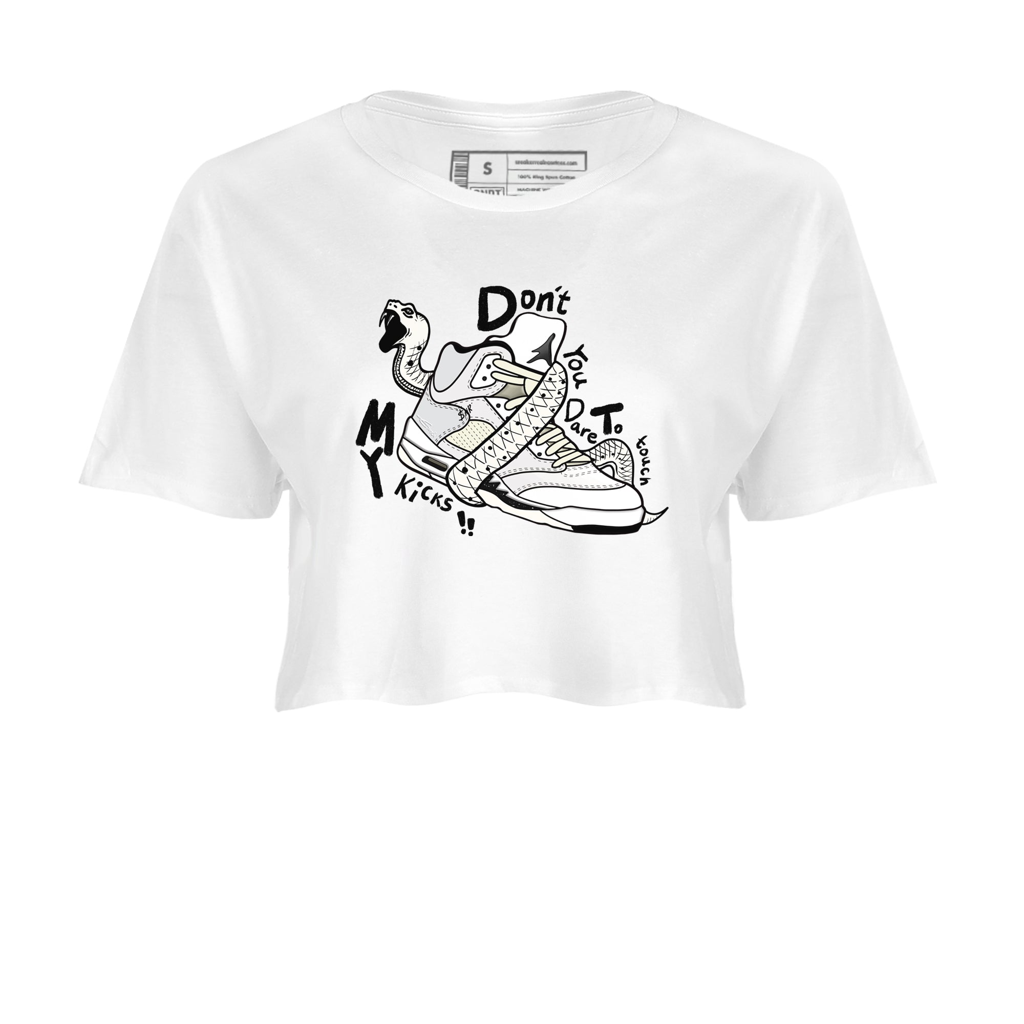 AJ5 Sail shirt to match jordans Don't Touch My Kicks sneaker tees Air Jordan 5 Sail Drip Gear Zone White 2 crop length shirt