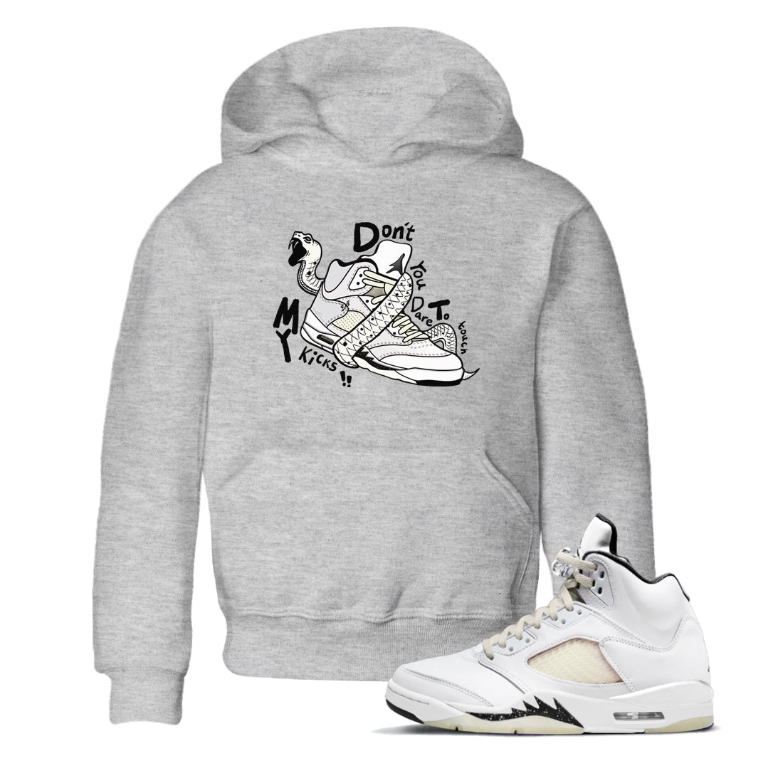 AJ5 Sail shirt to match jordans Don't Touch My Kicks sneaker tees Air Jordan 5 SE Sail Drip Gear Zone baby toddler Heather Grey 1 cotton Shirt