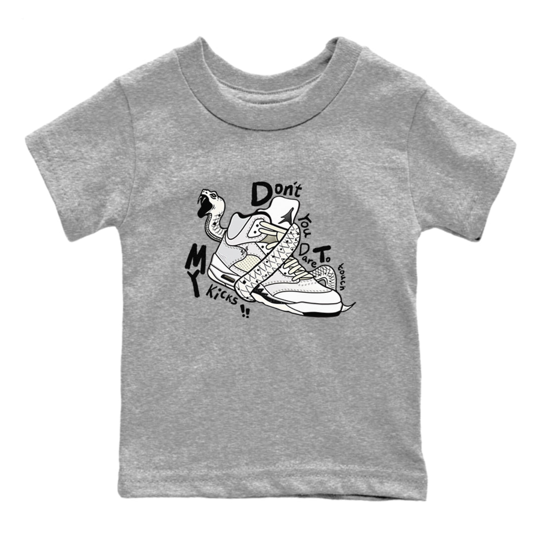 AJ5 Sail shirt to match jordans Don't Touch My Kicks sneaker tees Air Jordan 5 SE Sail Drip Gear Zone baby toddler Heather Grey 2 cotton Shirt