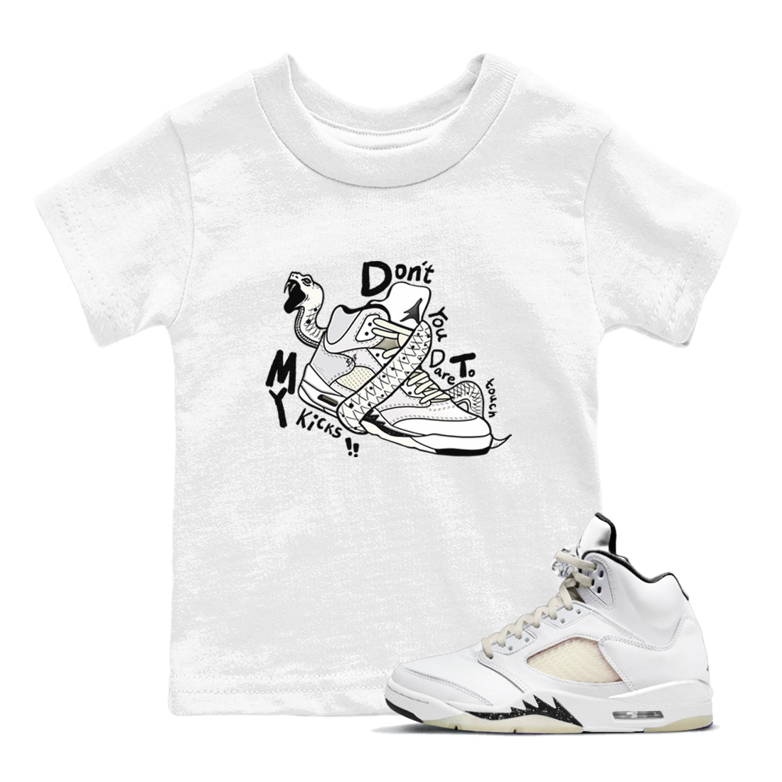 AJ5 Sail shirt to match jordans Don't Touch My Kicks sneaker tees Air Jordan 5 SE Sail Drip Gear Zone baby toddler White 1 cotton Shirt