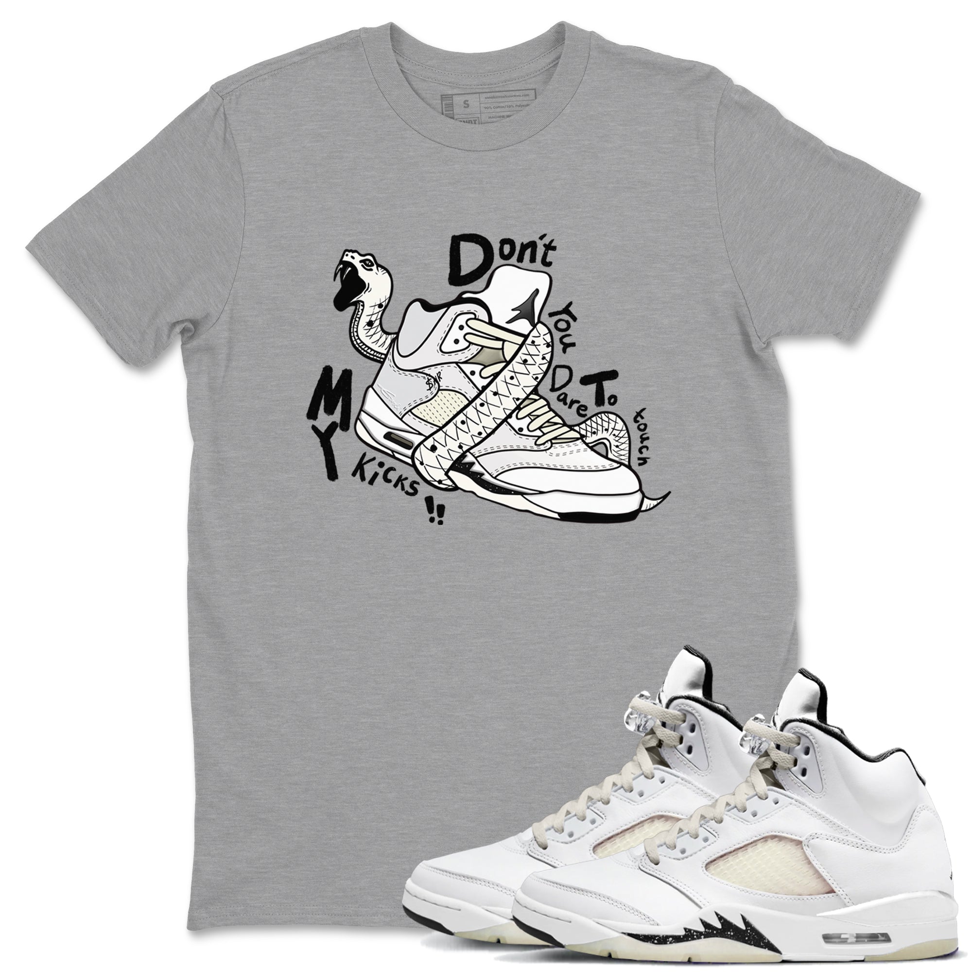AJ5 Sail shirt to match jordans Don't Touch My Kicks sneaker tees Air Jordan 5 Sail Drip Gear Zone unisex cotton Heather Grey 1 crew neck shirt