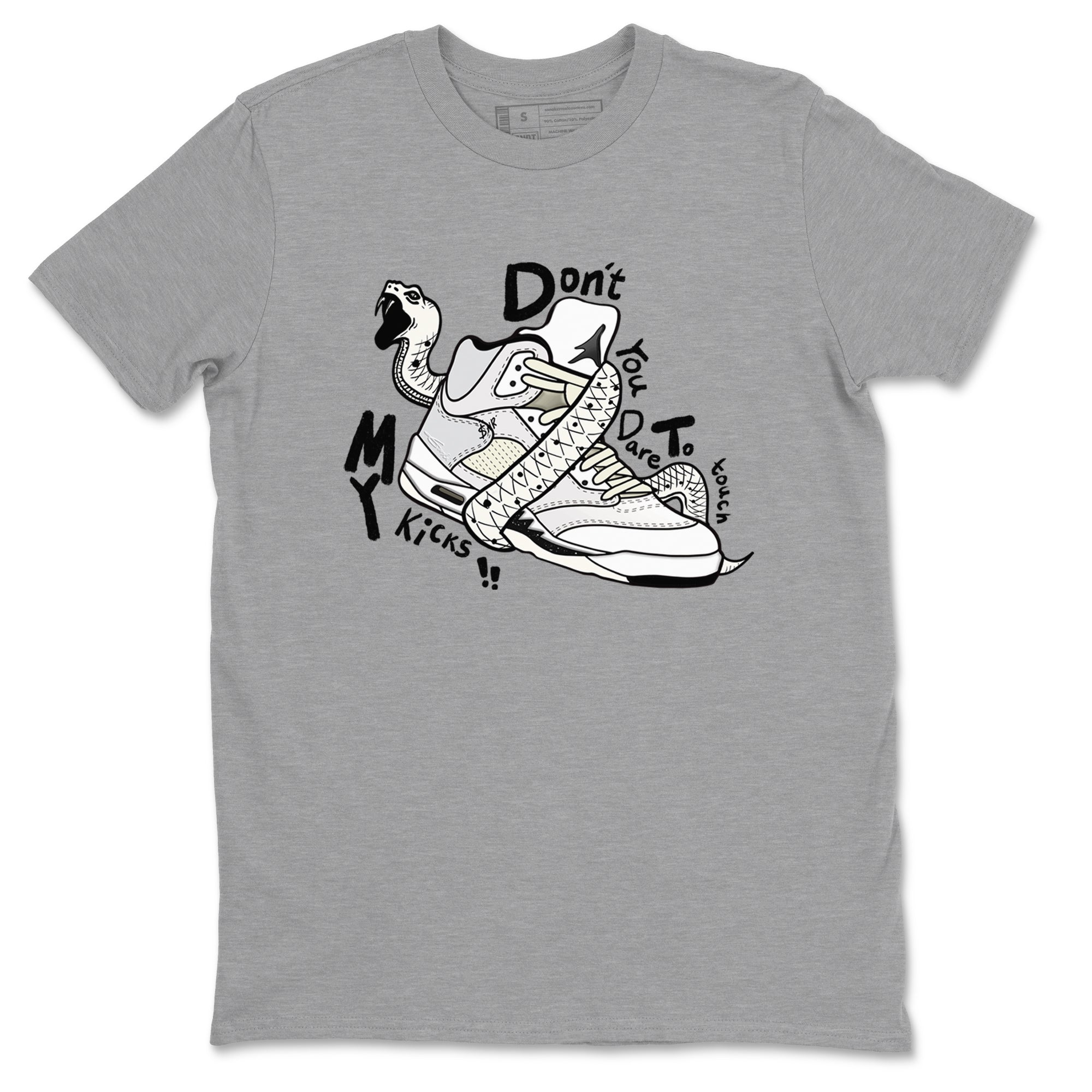 AJ5 Sail shirt to match jordans Don't Touch My Kicks sneaker tees Air Jordan 5 Sail Drip Gear Zone unisex cotton Heather Grey 2 crew neck shirt