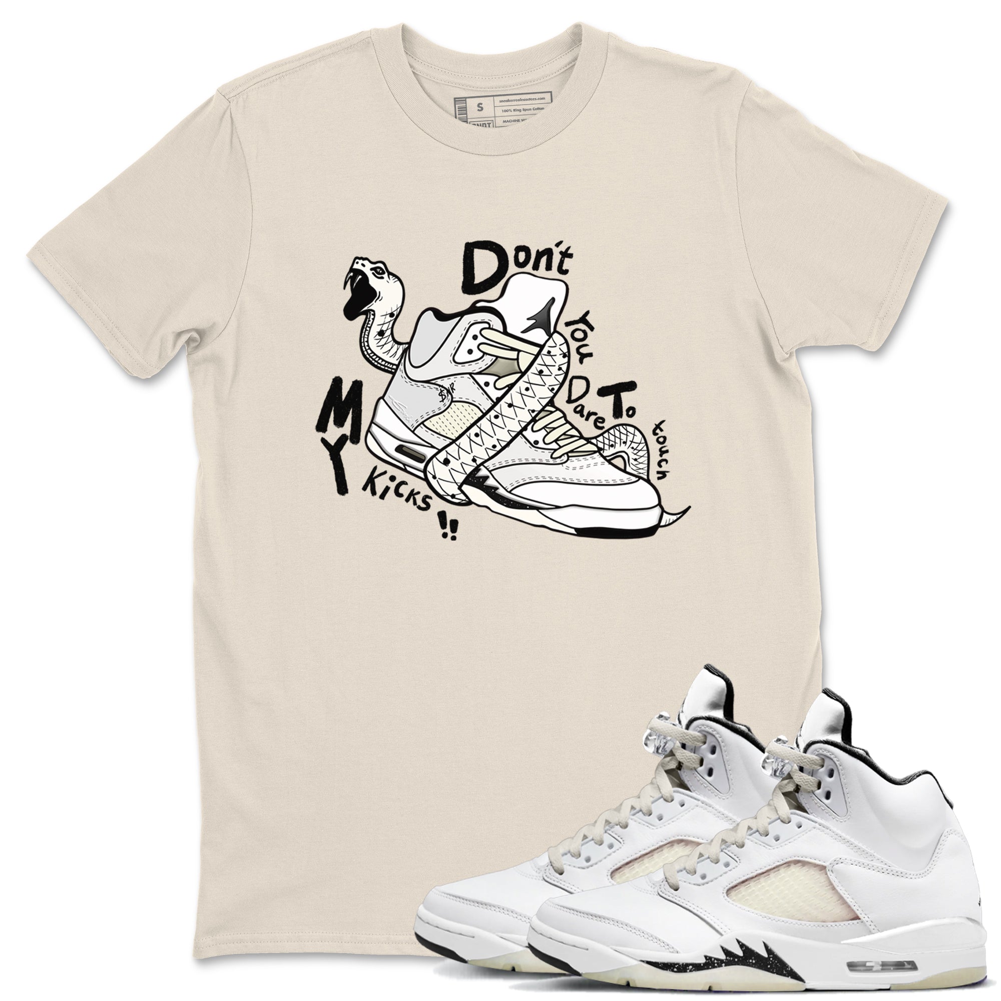 AJ5 Sail shirt to match jordans Don't Touch My Kicks sneaker tees Air Jordan 5 Sail Drip Gear Zone unisex cotton Natural 1 crew neck shirt