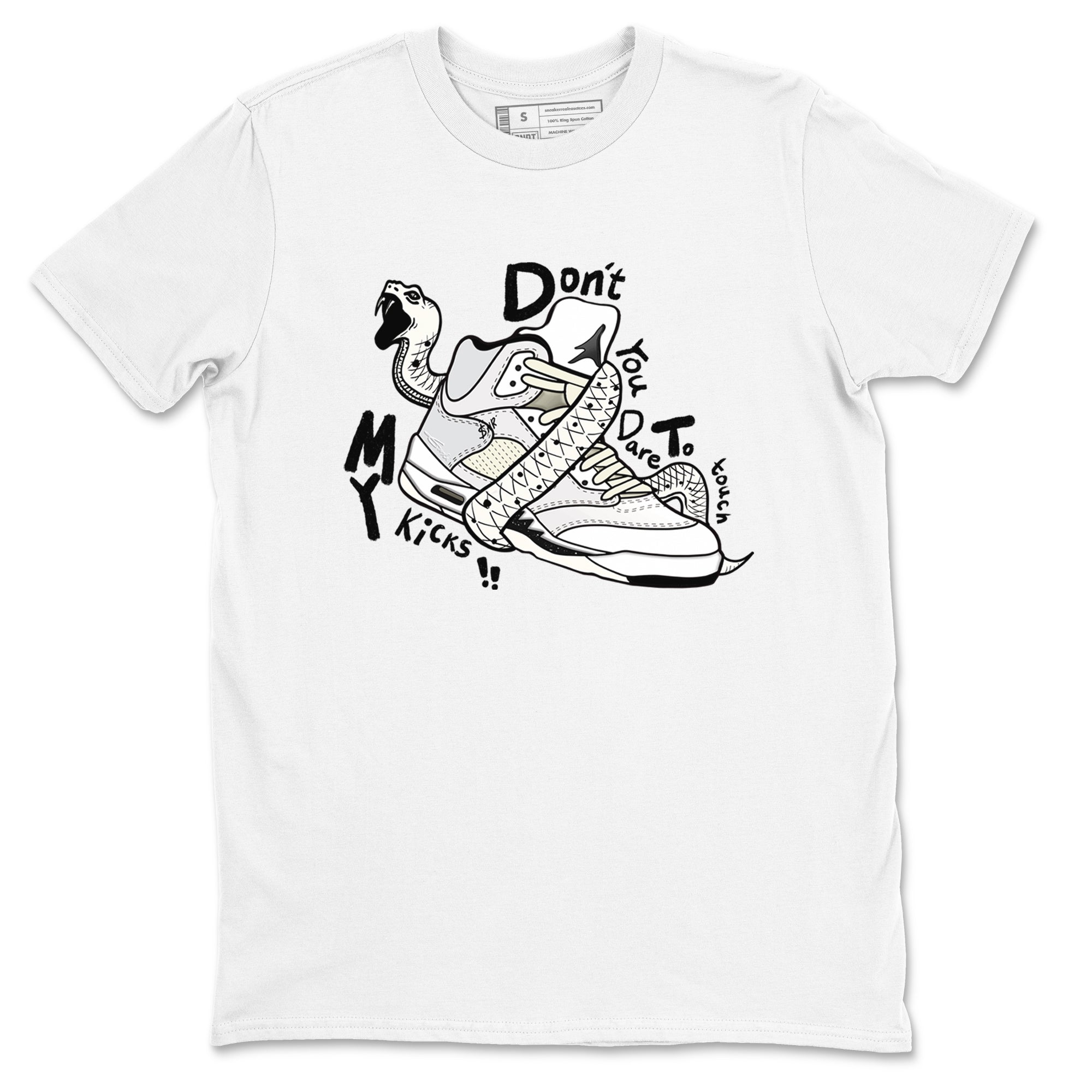 AJ5 Sail shirt to match jordans Don't Touch My Kicks sneaker tees Air Jordan 5 Sail Drip Gear Zone unisex cotton White 2 crew neck shirt