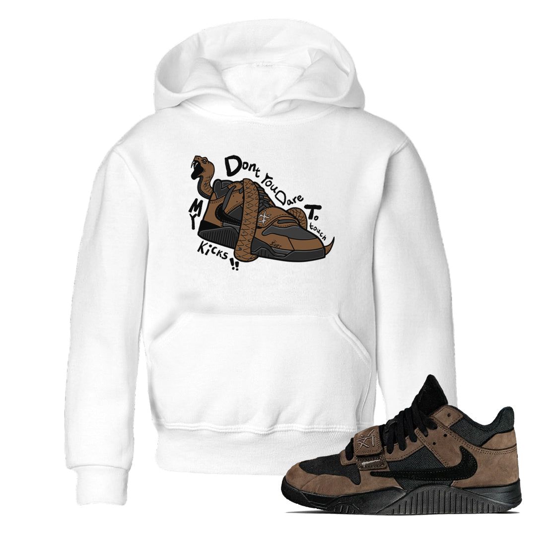 Jordan Jumpman Jack TR Travis Scott Dark Mocha shirts to match jordans Don't Touch My Kicks sneaker match tees Jordan Jumpman Jack Travis Scott Dark Mocha match shoes to clothes Drip Gear Zone Youth Baby White 1 tee