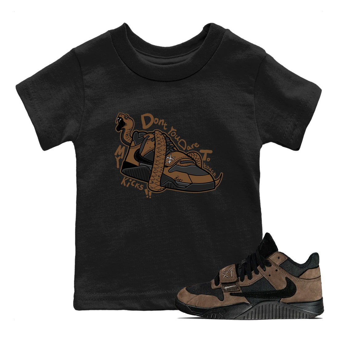 Jordan Jumpman Jack TR Travis Scott Dark Mocha shirts to match jordans Don't Touch My Kicks sneaker match tees Jordan Jumpman Jack Travis Scott Dark Mocha match shoes to clothes Drip Gear Zone Youth Baby Black 1 tee