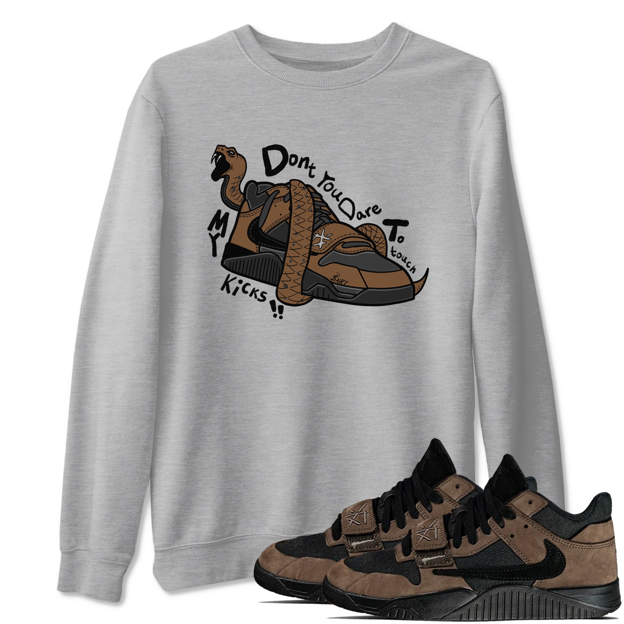 Jordan Jumpman Jack TR Travis Scott Dark Mocha shirts to match jordans Don't Touch My Kicks sneaker match tees Jordan Jumpman Jack Travis Scott Dark Mocha match shoes to clothes Drip Gear Zone unisex cotton Heather Grey 1 shirts