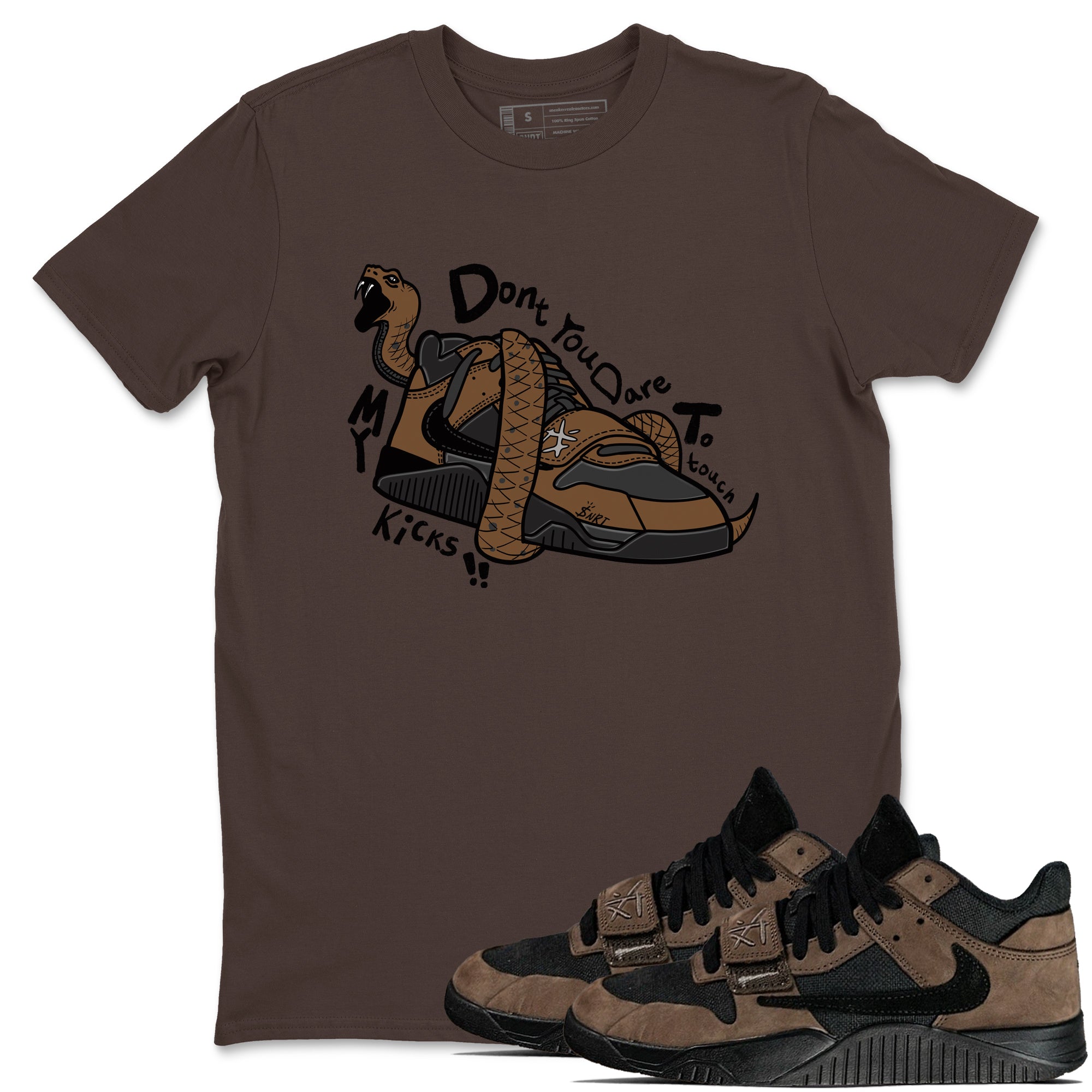 Jordan Jumpman Jack TR Travis Scott Dark Mocha shirts to match jordans Don't Touch My Kicks sneaker match tees Jordan Jumpman Jack Travis Scott Dark Mocha match shoes to clothes Drip Gear Zone unisex cotton Dark Chocolate 1 shirts