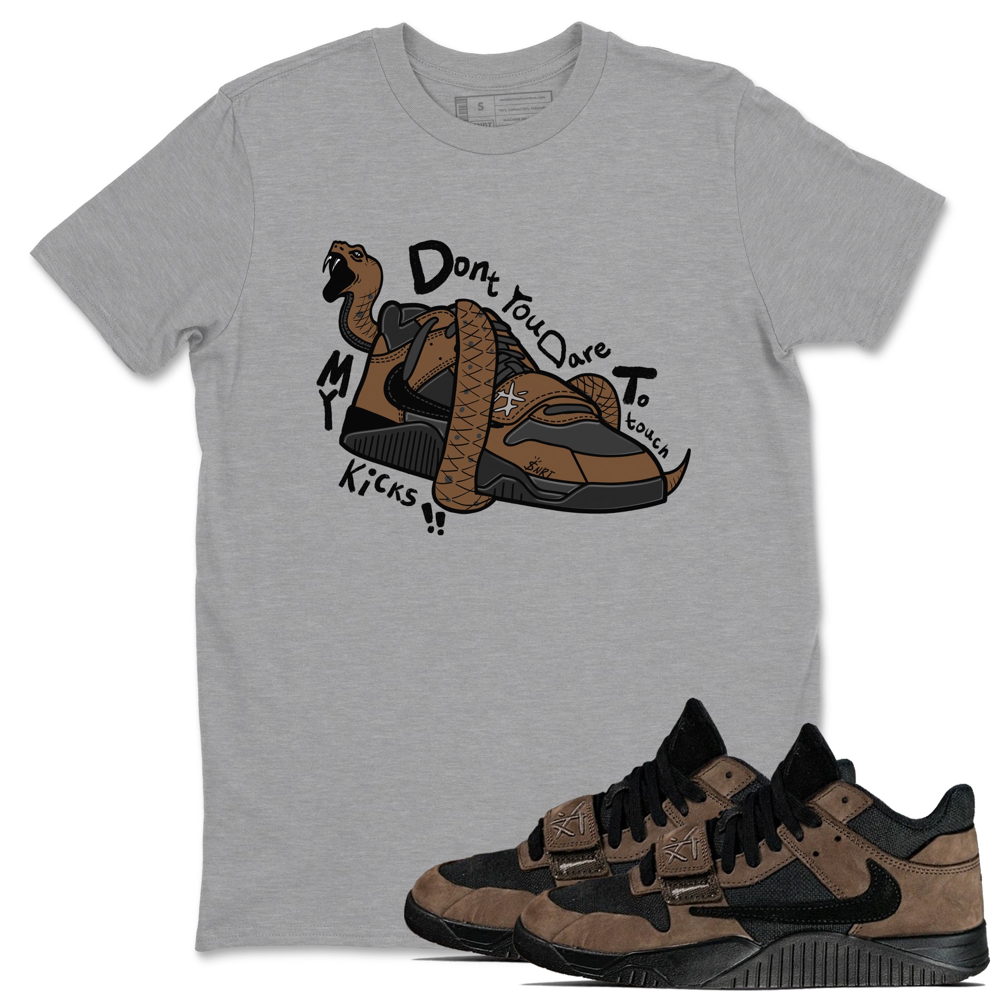 Jordan Jumpman Jack TR Travis Scott Dark Mocha shirts to match jordans Don't Touch My Kicks sneaker match tees Jordan Jumpman Jack Travis Scott Dark Mocha match shoes to clothes Drip Gear Zone unisex cotton Heather Grey 1 shirts