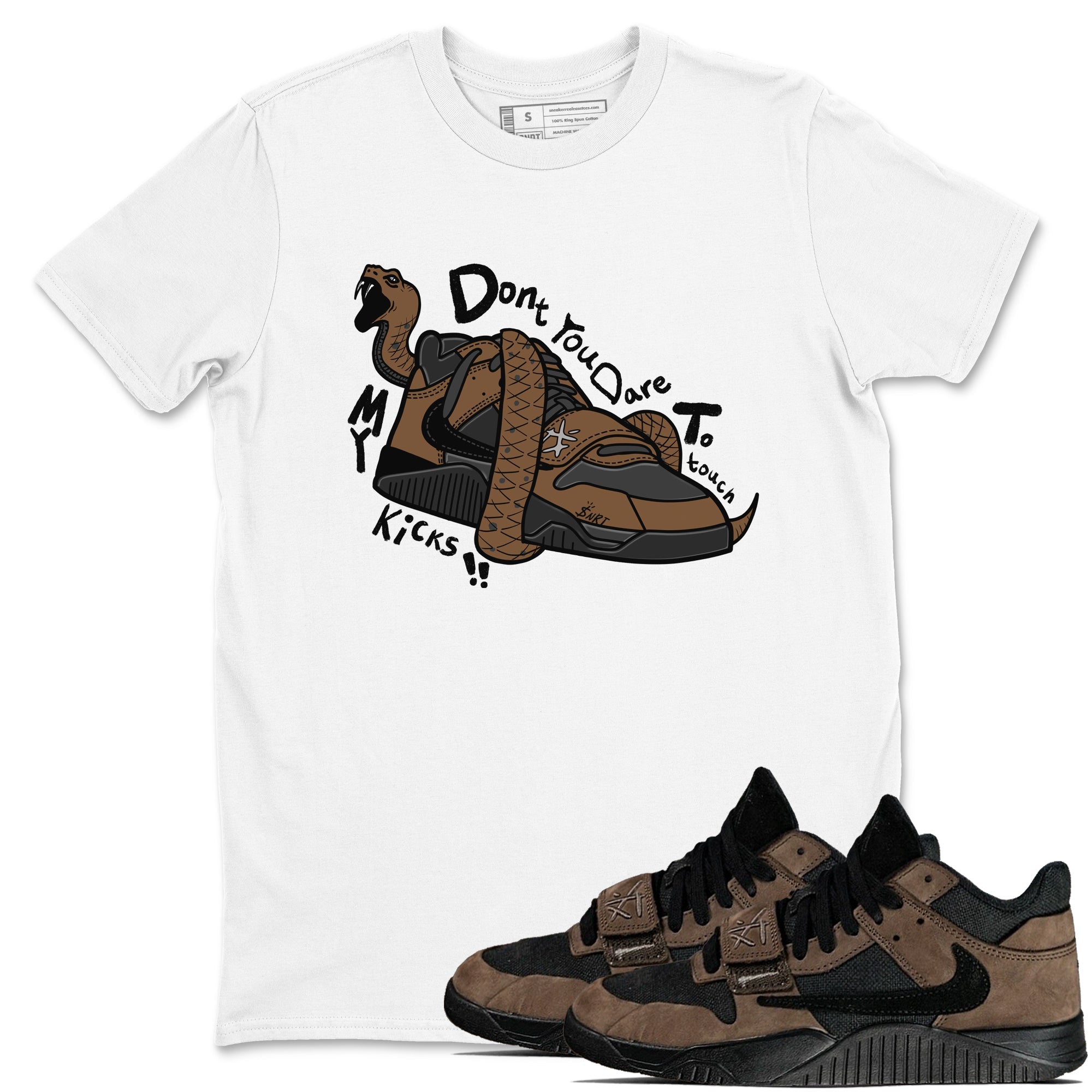 Jordan Jumpman Jack TR Travis Scott Dark Mocha shirts to match jordans Don't Touch My Kicks sneaker match tees Jordan Jumpman Jack Travis Scott Dark Mocha match shoes to clothes Drip Gear Zone unisex cotton White 1 shirts