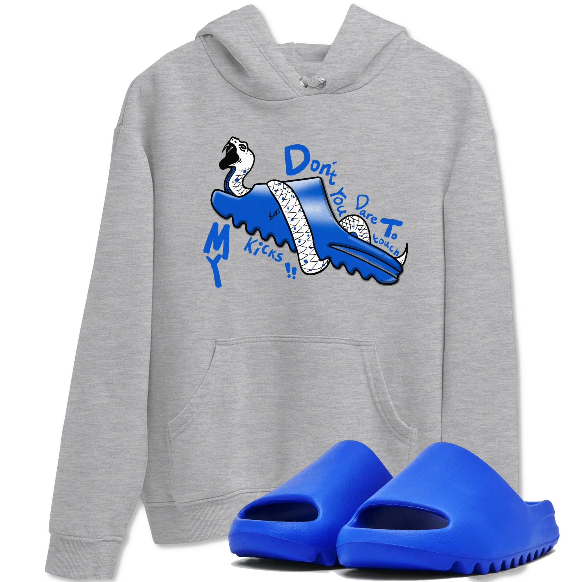 Yeezy Slide Azure shirts to match jordans Don't Touch My Kicks sneaker match tees Yeezy Slide Azure Drip Gear Zone streetwear brand Heather Grey 1 unisex cotton tee
